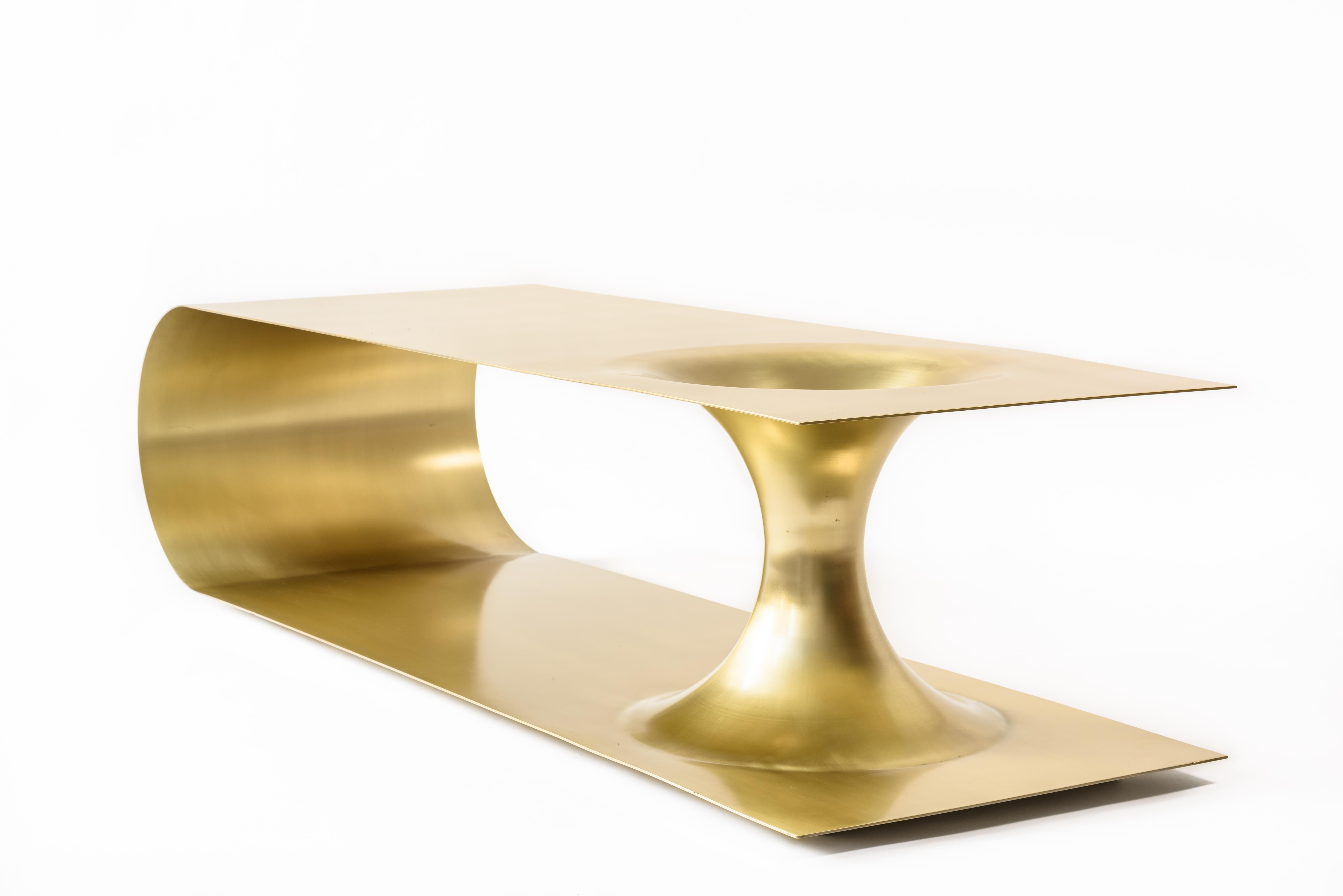 EÆ Wormhole Occasional Coffee Table in Polished Brass Plated Steel In New Condition In Brooklyn, NY