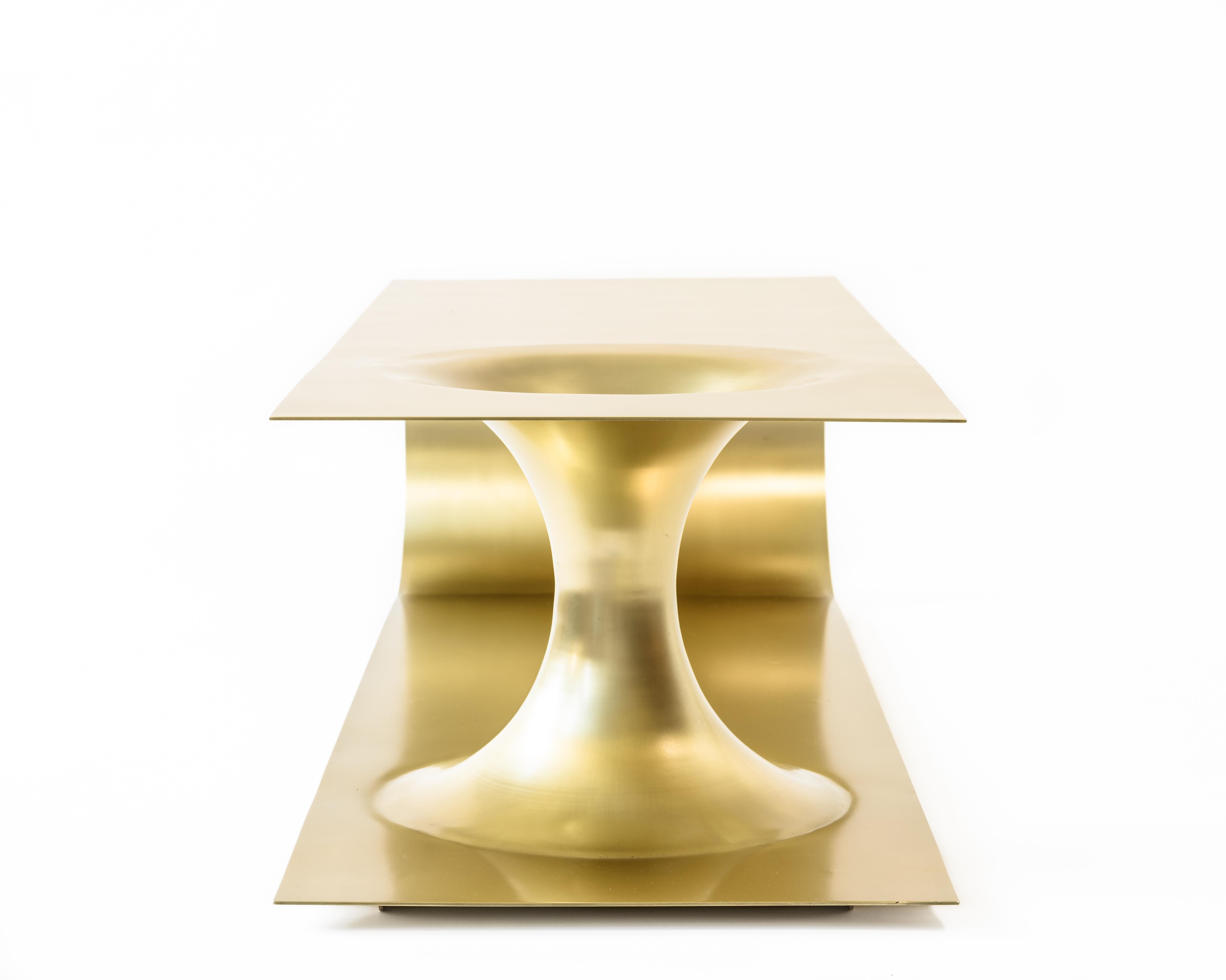 Burnished EÆ Wormhole Occasional Coffee Table in Polished Brass Plated Steel