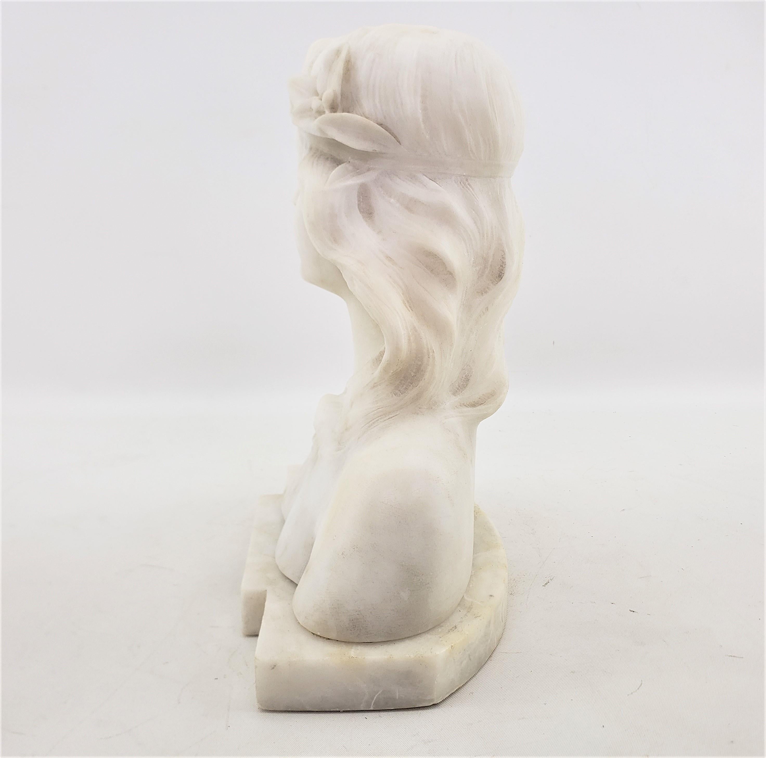 Hand-Crafted E. Zocchi Signed Antique White Marble Bust or Sculpture of a Young Female 