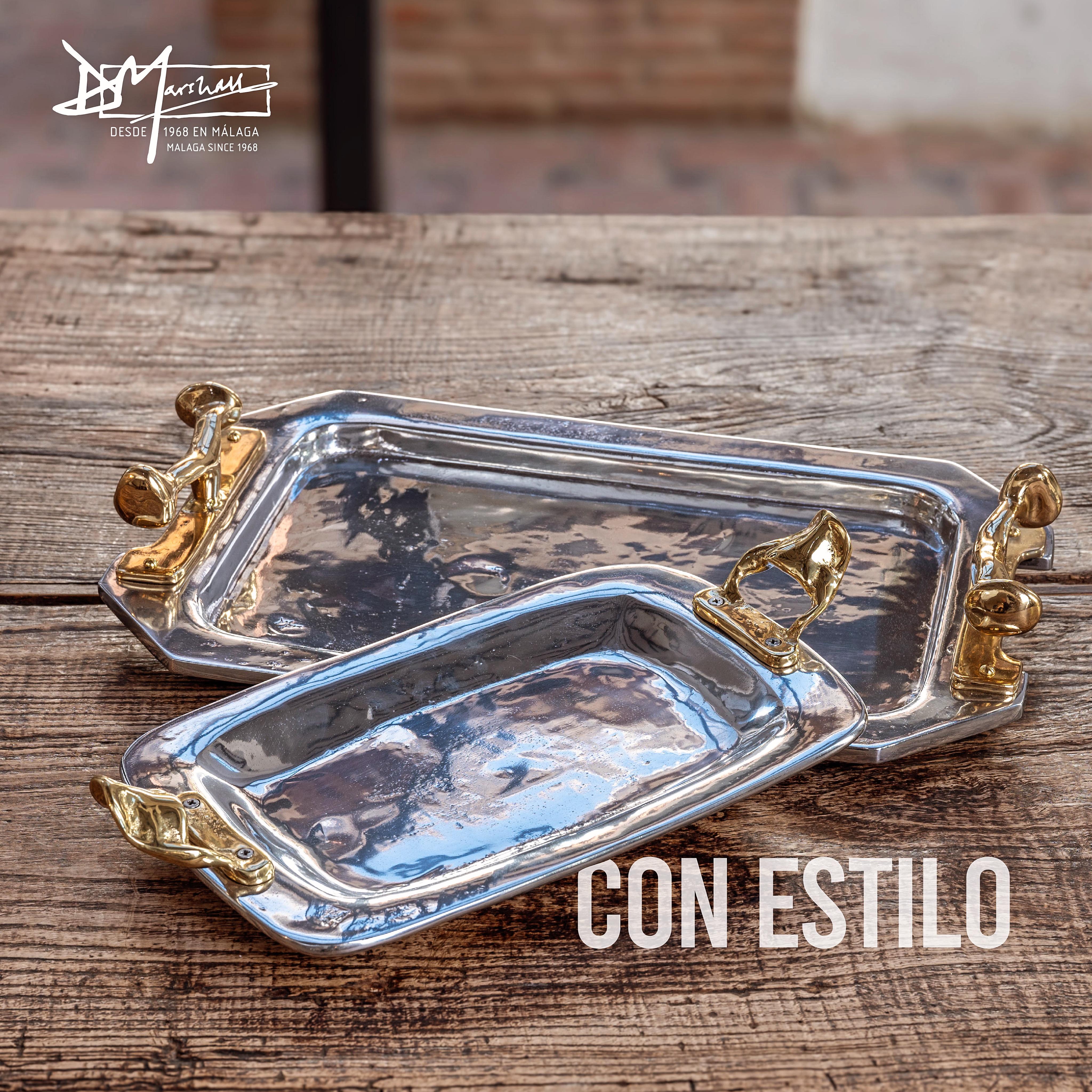 The decorative Tray was created by David Marshall, it is made of  sand cast brass. 
Handmade, mounted and finished in our foundry and workshop in Spain from recycled materials.
Certified authentic by the Artist David Marshall with his signature.
The