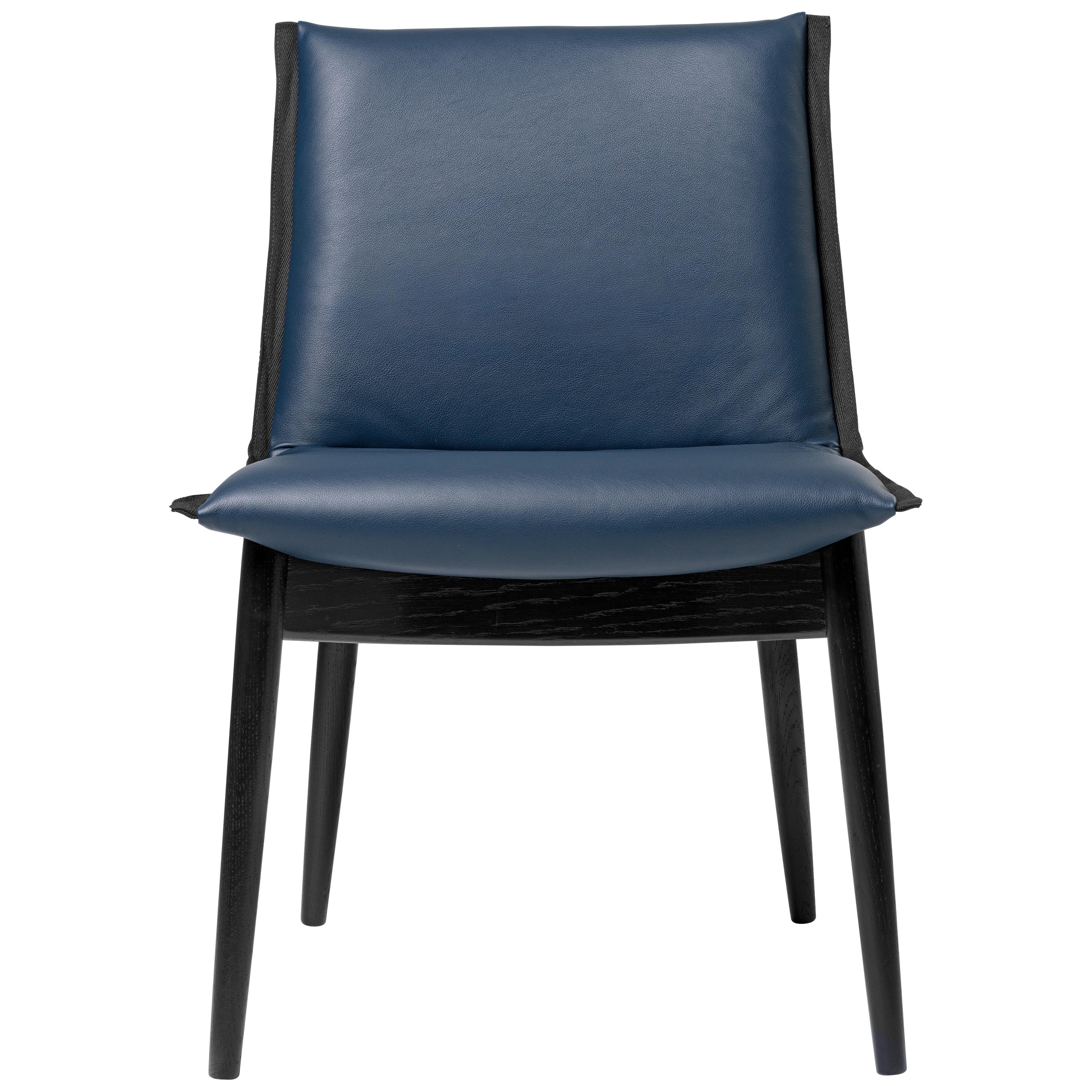 E004 Embrace Chair in Oak Black with Thor 350 Leather & Black Edging by EOOS