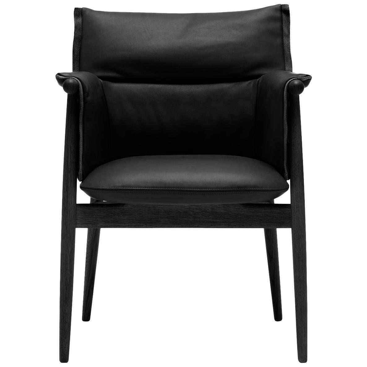 Black (Thor 301) E005 Embrace Dining Chair in Oak Painted Black with Black Edging Strip by EOOS