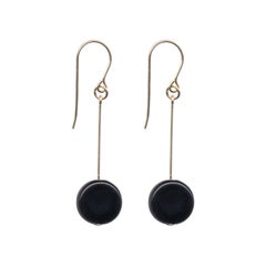 Vintage e1122 black circle drop earrings