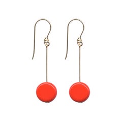 e1123 red circle drop earrings