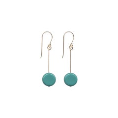Vintage e1128 turquoise circle drop earrings