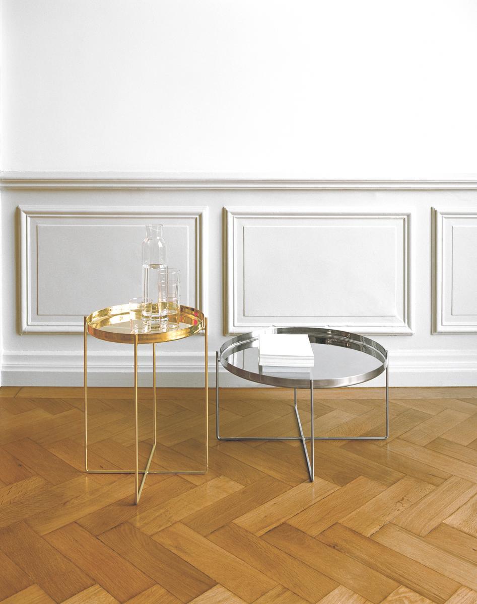 Contemporary e15 Habibi Polished Brass Side Table designed by Philipp Mainzer in STOCK For Sale