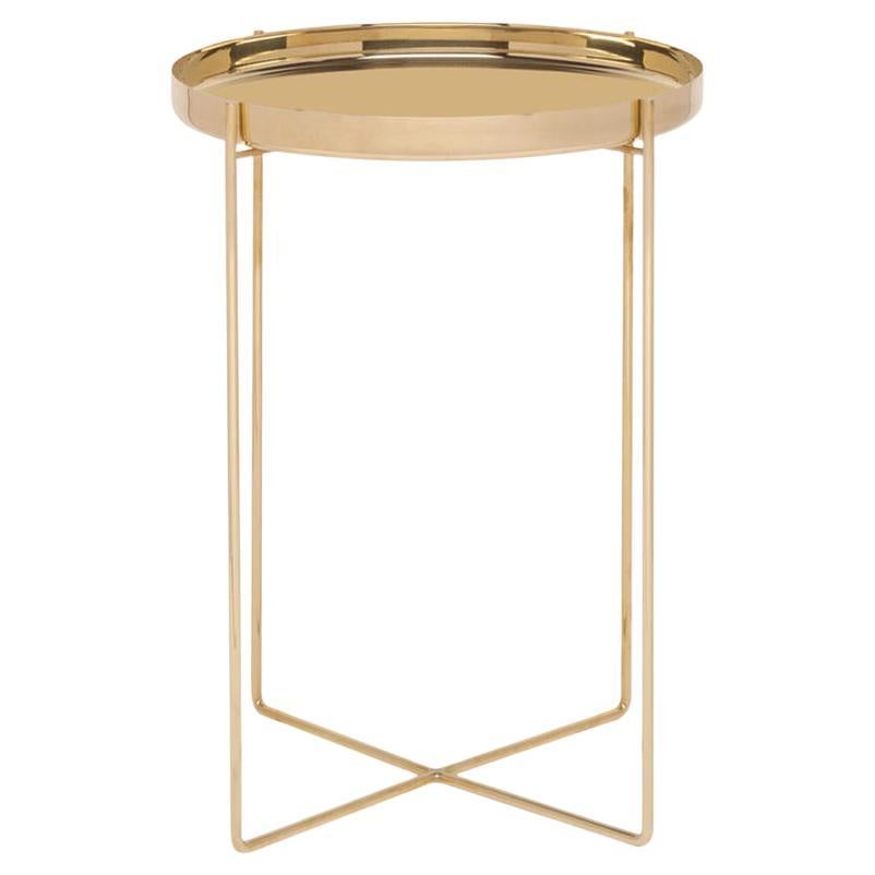 e15 Habibi Polished Brass Side Table designed by Philipp Mainzer For Sale