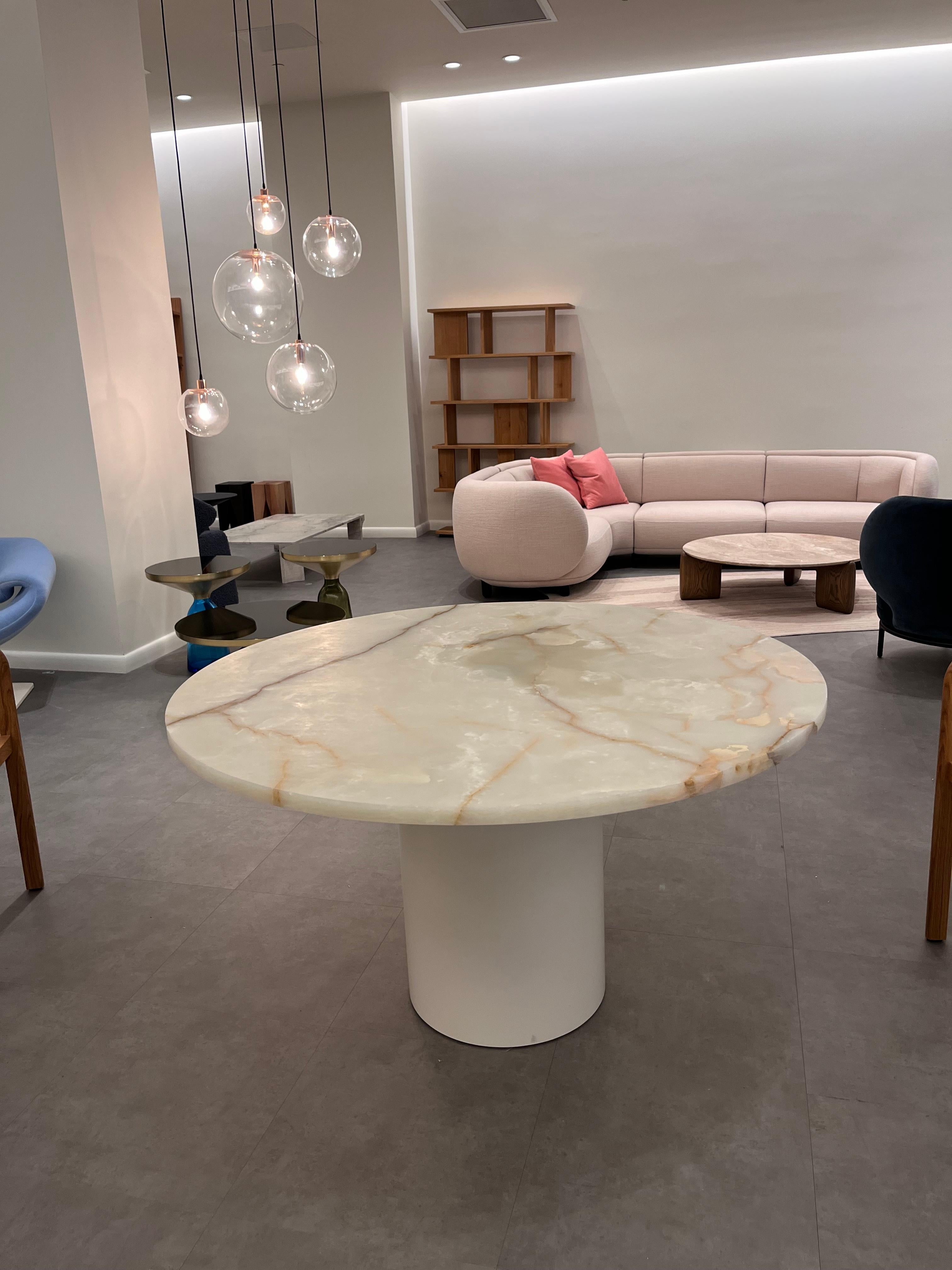 Acier Table de salle à manger e15 Hiroki en marbre onyx Verde de Philipp Mainzer en stock en vente