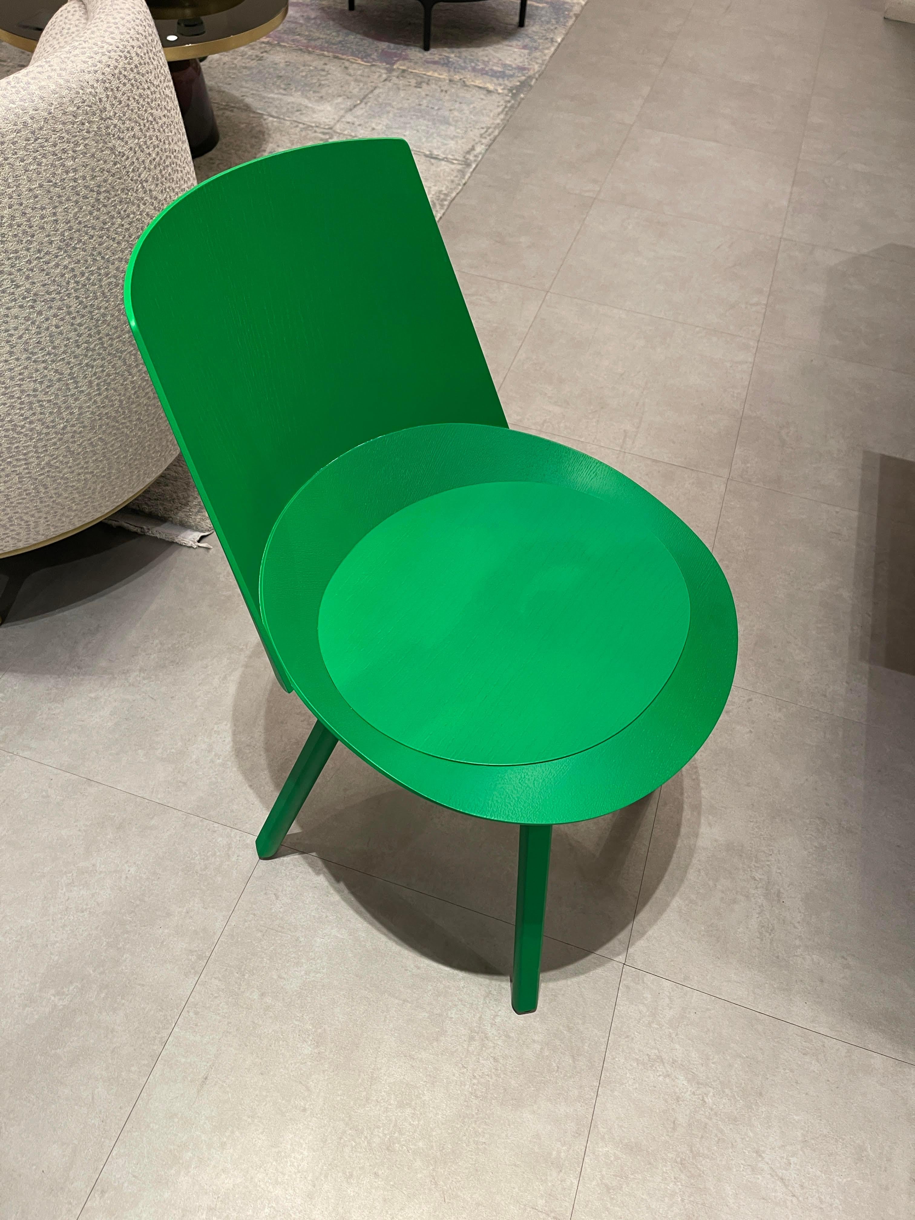 Wood e15 Houdini Green Side Chair by Stefan Diez in Stock For Sale