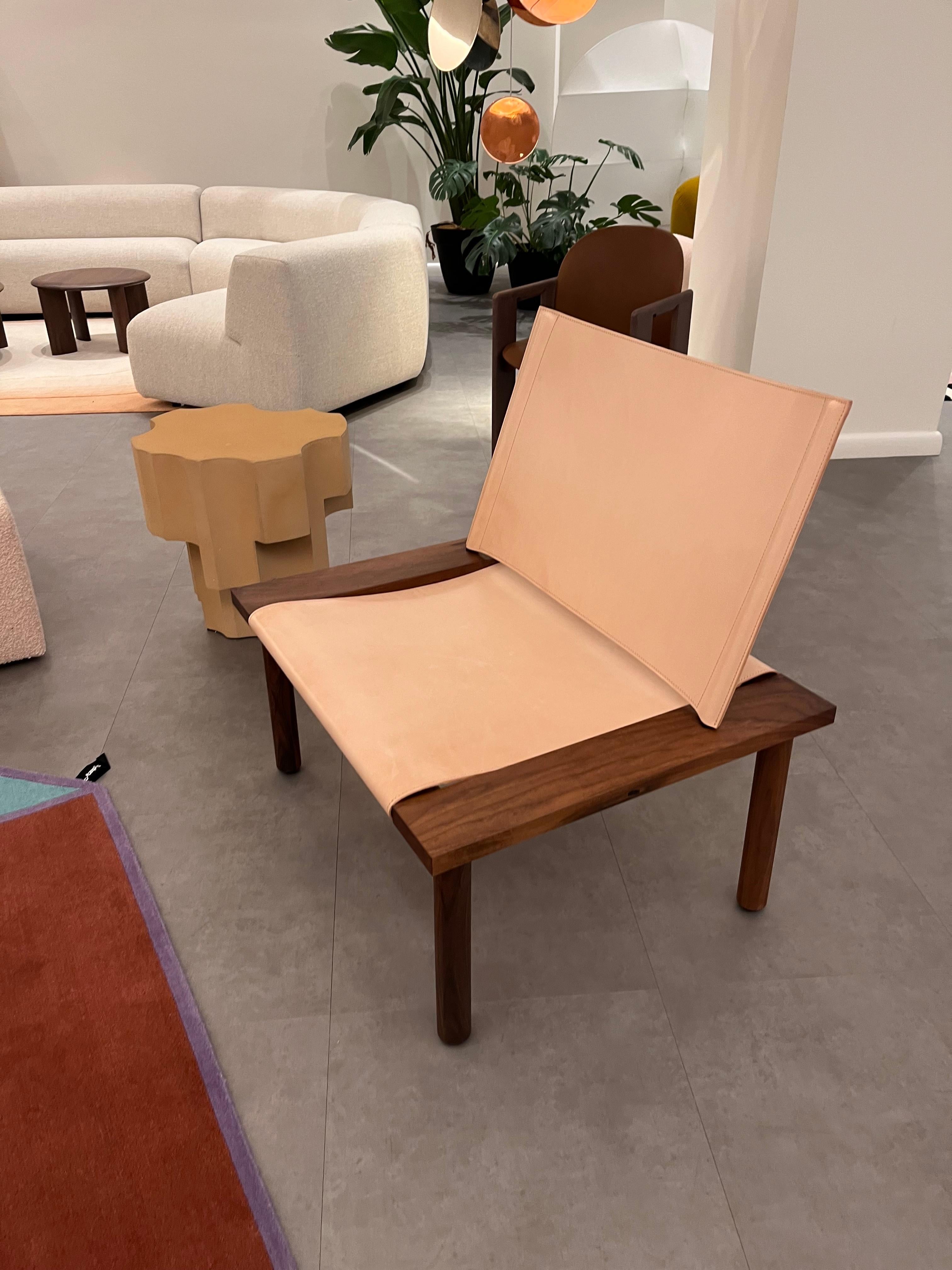 e15 ILMA Leather and European Walnut Lounge Chair by Jonas Lutz in STOCK For Sale 1