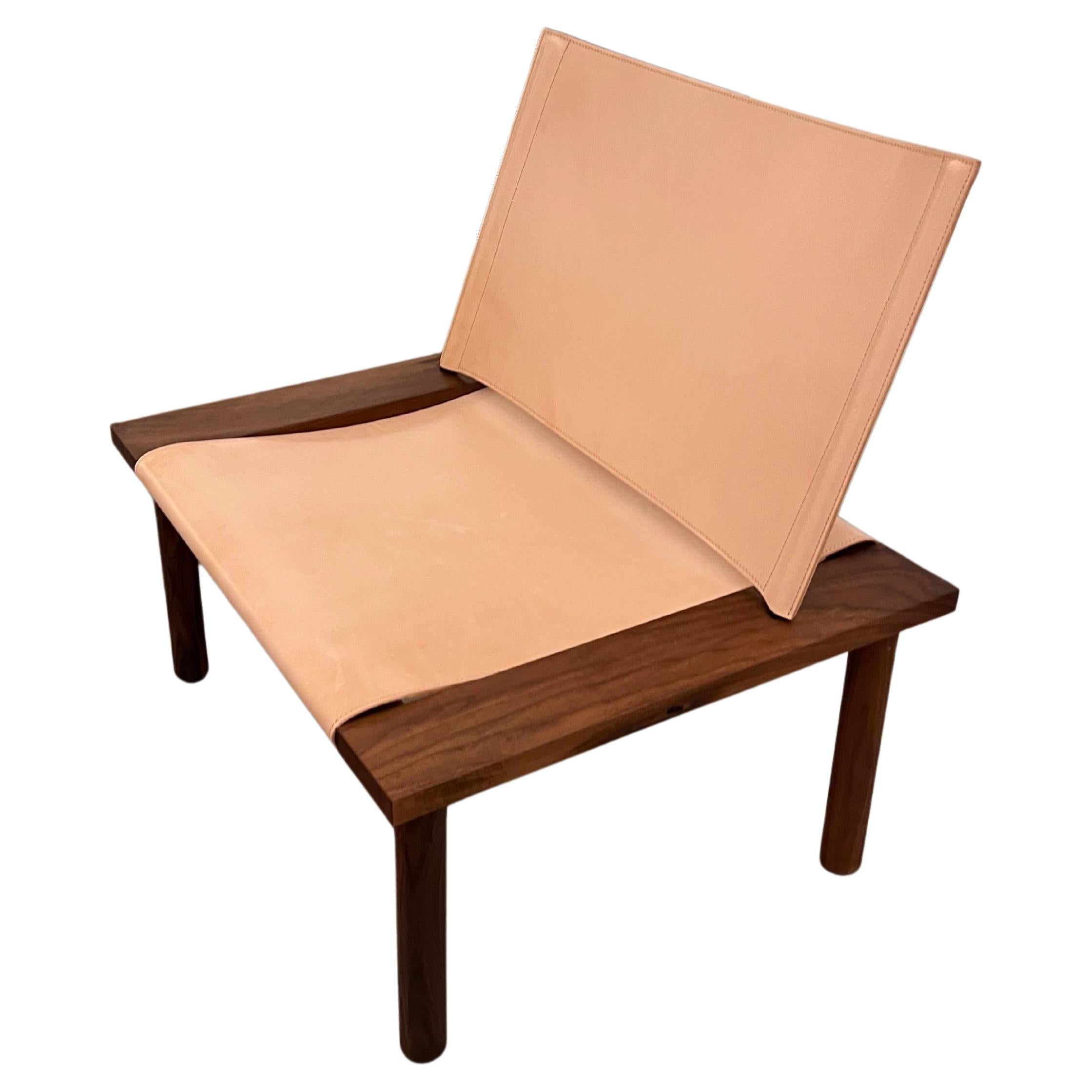 e15 ILMA Leather and European Walnut Lounge Chair by Jonas Lutz in STOCK For Sale