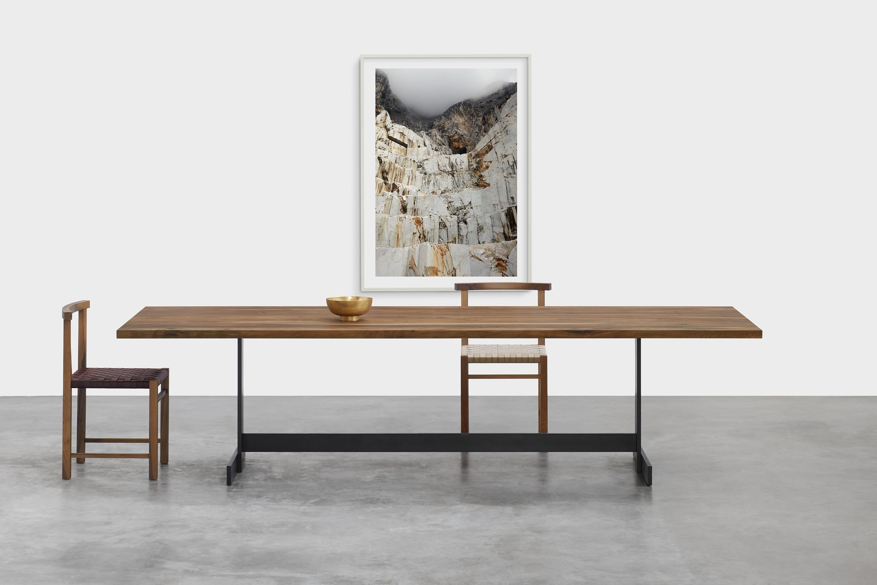 Travertine e15 Kazimir Table with Zinc-Plated Base by Philipp Mainzer For Sale