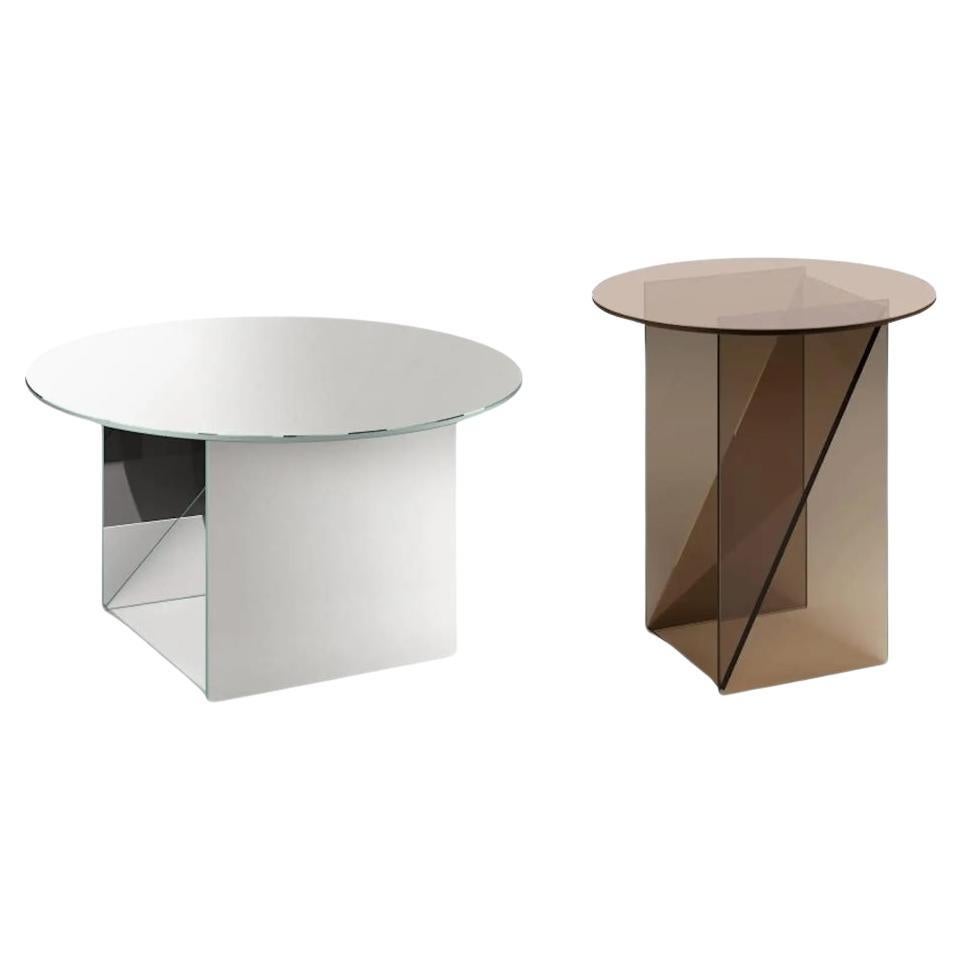 e15 Set of Two Kaisa Glass Side tables by  Annabelle Klute in Stock For Sale
