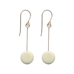 Vintage e1669 white circle drop earrings