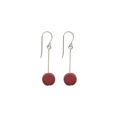 Vintage e1670 burgundy circle drop earrings
