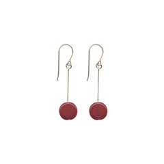 e1670 burgundy circle drop earrings