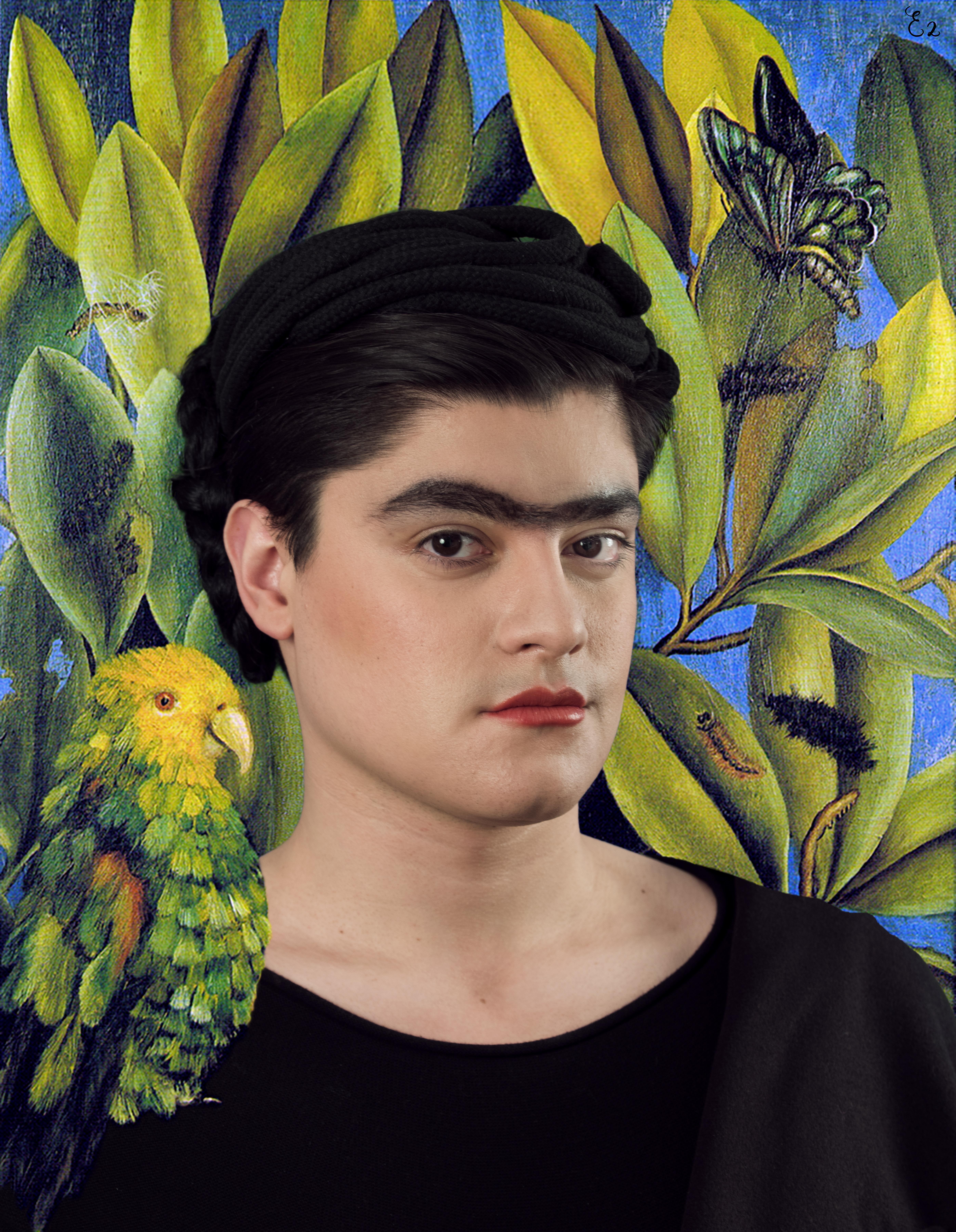 E2 - Kleinveld & Julien Figurative Photograph – Ode an Frida Kahlos Self-Portrait mit Bonito