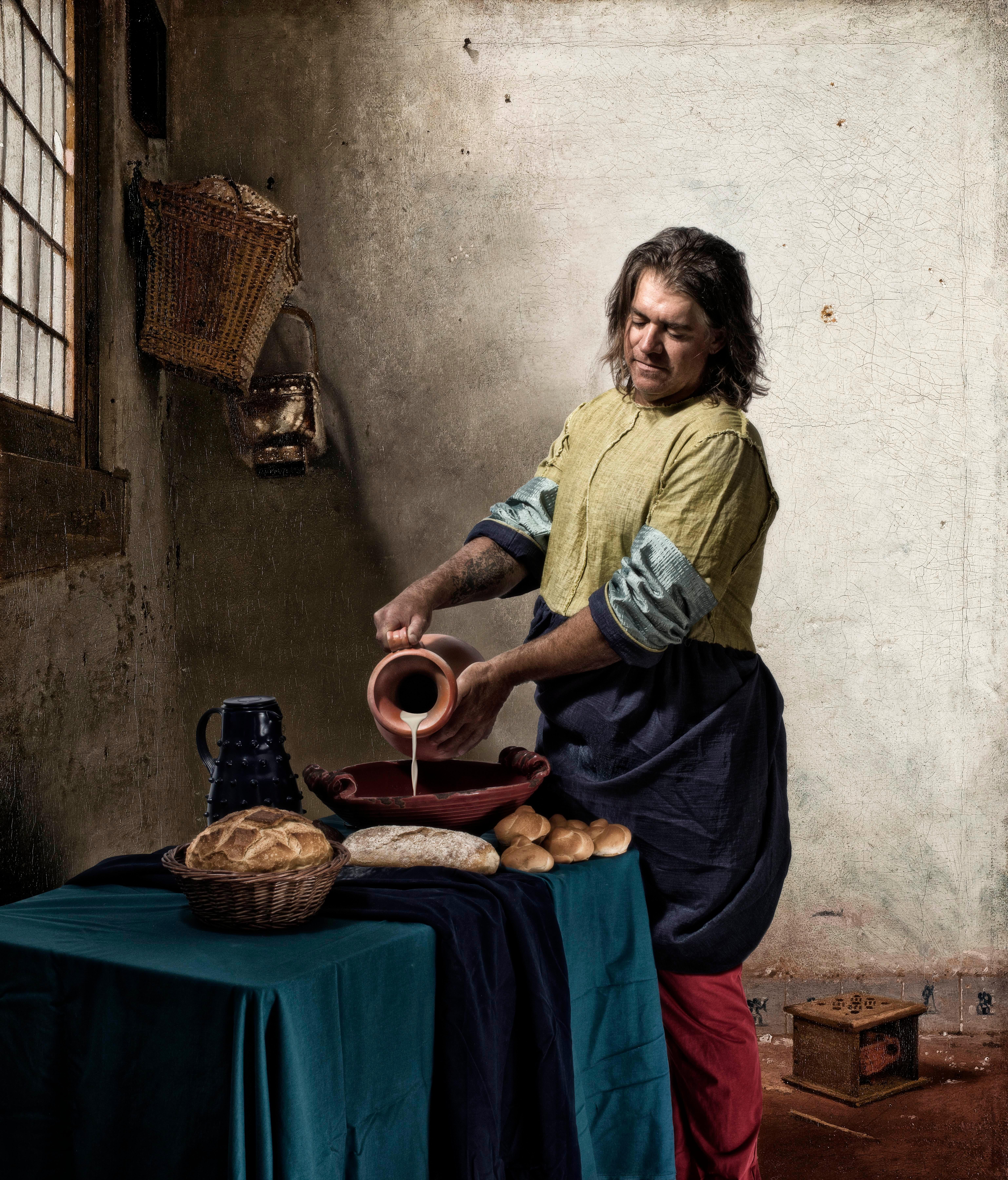 E2 - Kleinveld & Julien Figurative Photograph - The Milkman, Ode to Vermeer's The Milkmaid