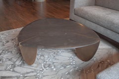 ETHER ATELIER Carved Edge Stone & Bronze Coffee Table, Customizeable