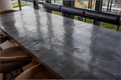 'EA 1706' Shagreen textured Bronze Dining Table, Patina & Polished. Customizable