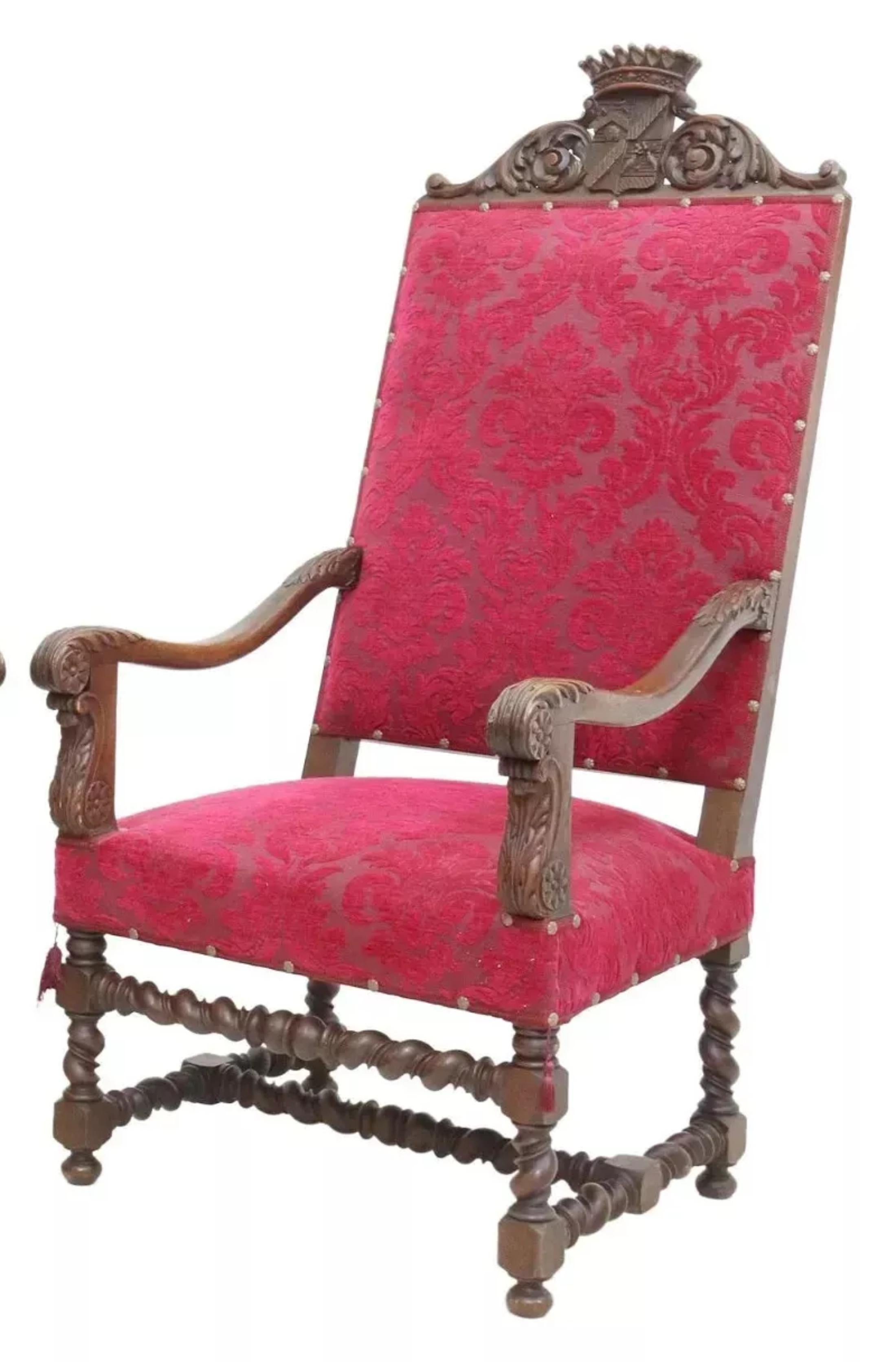Altro Ea. Fauteuils in quercia intagliata, set di 2 sedie in stile HENRY francese del 1900 in vendita