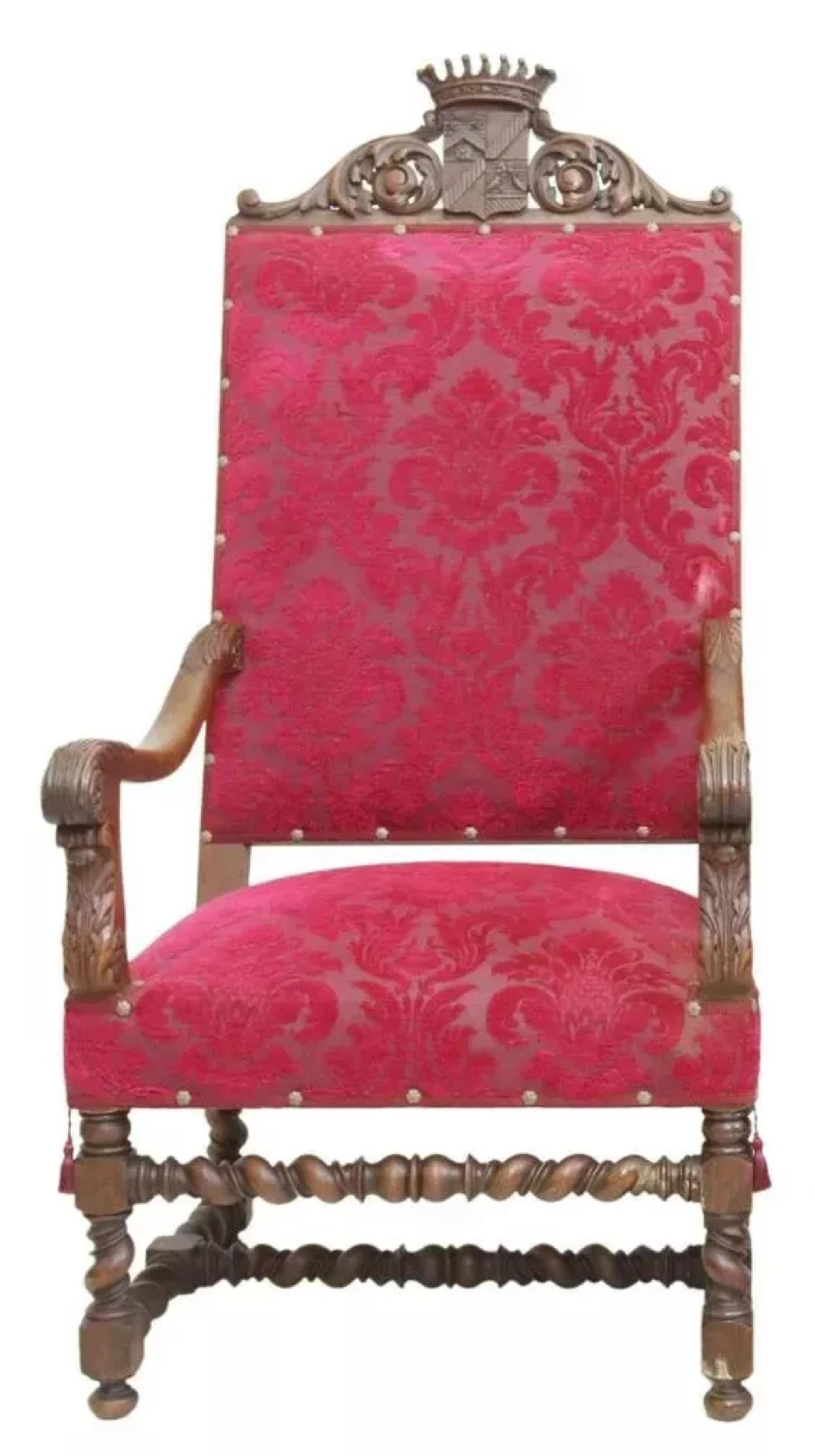 Intagliato Ea. Fauteuils in quercia intagliata, set di 2 sedie in stile HENRY francese del 1900 in vendita