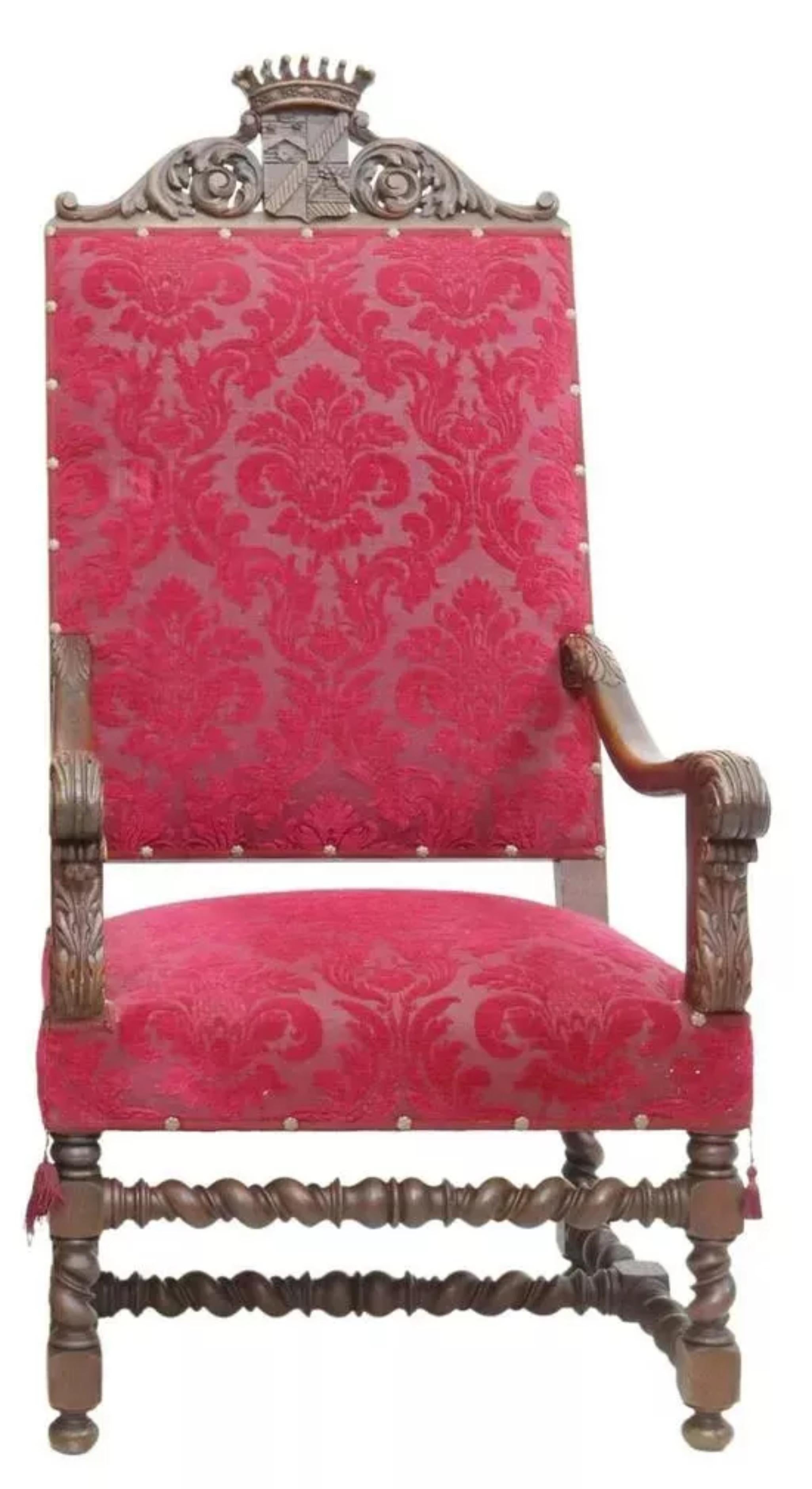 Ea. Fauteuils in quercia intagliata, set di 2 sedie in stile HENRY francese del 1900 In condizioni buone in vendita a Austin, TX