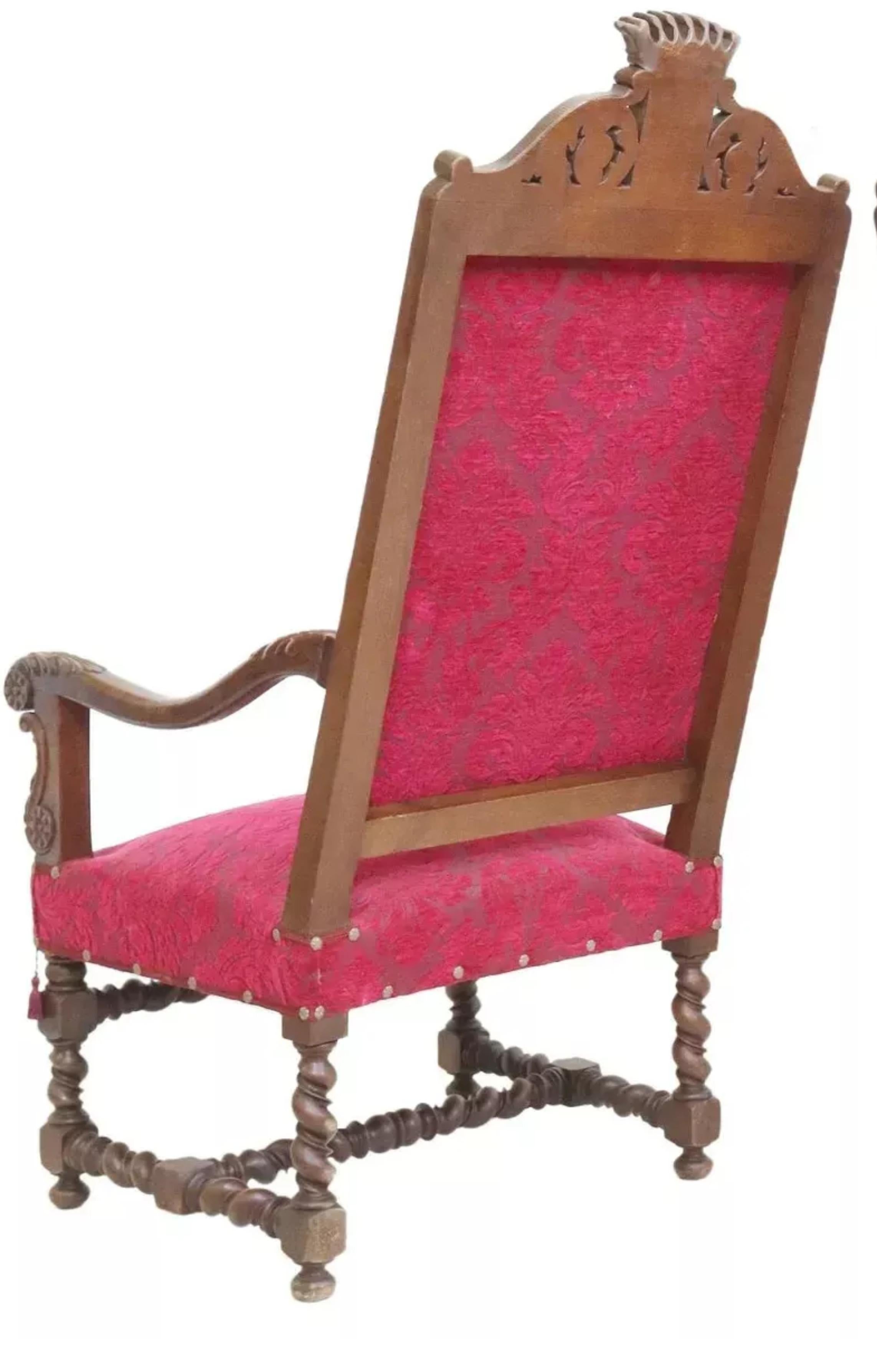 Tessuto Ea. Fauteuils in quercia intagliata, set di 2 sedie in stile HENRY francese del 1900 in vendita