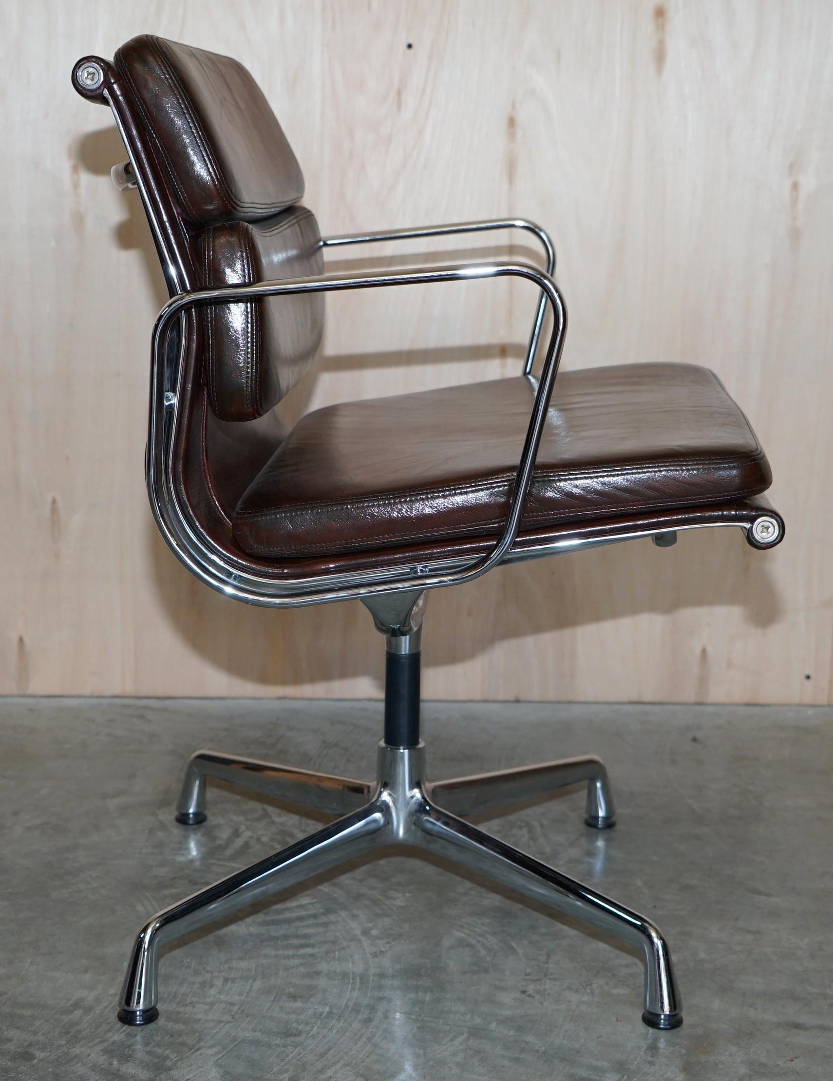 Ea 208 One of a Kind Vitra Eames Softpad Brown Leather Office Swivel Armchair 3
