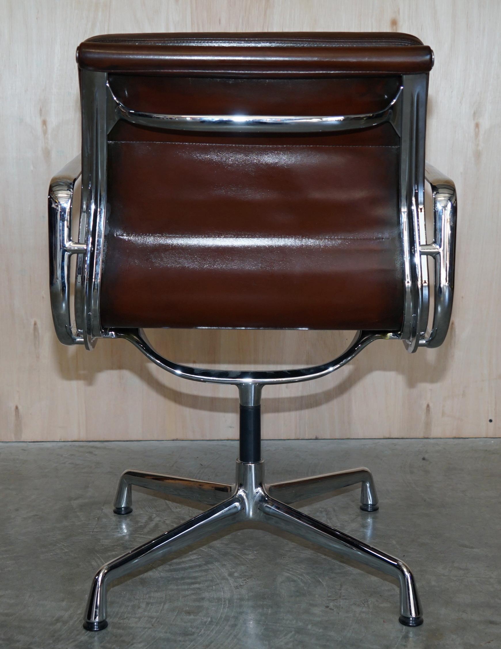 Ea 208 One of a Kind Vitra Eames Softpad Brown Leather Office Swivel Armchair 5