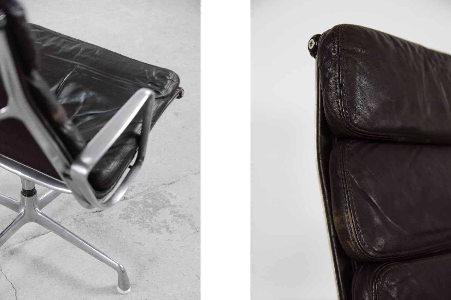 American Ea 216 Soft Pad Desk Leather Chair by Charles&Ray Eames for Herman Miller, 1960s