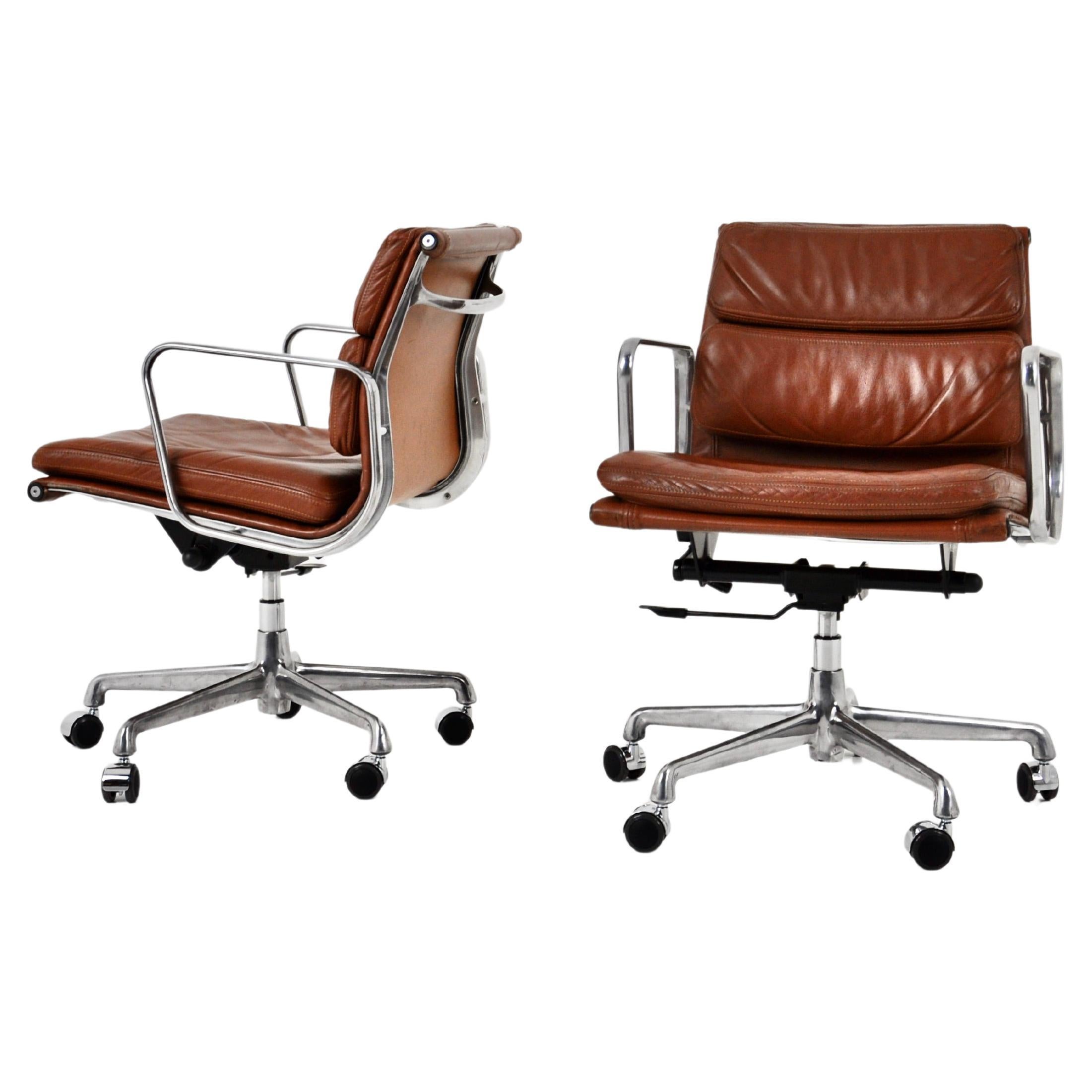 EA 217 Cognac Soft Pad Chair by Charles 
Ray Eames for ICF, 1970s Set of 2