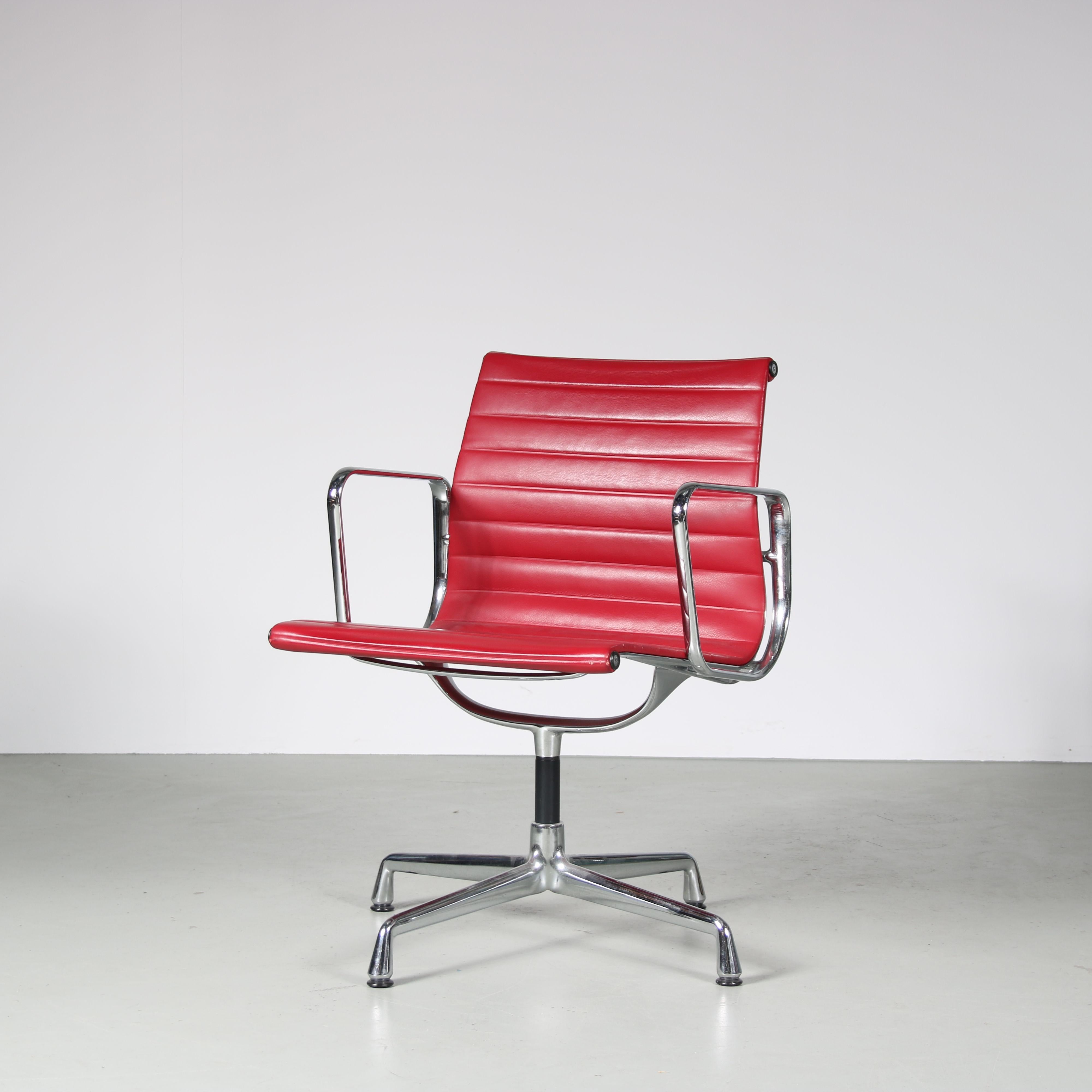 A wonderful conference / desk chair designed by Charles & Ray Eames, manufactured by Vitra in Germany in 2004.

This office chair is one of the most recognizable pieces of mid-century design! The piece has a chrome plated metal frame with black