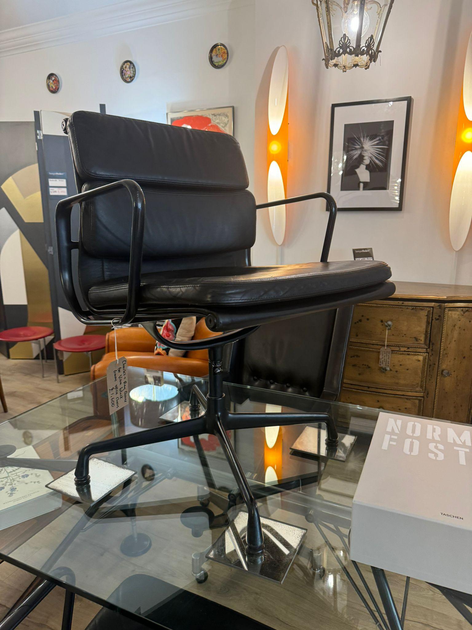 Leather EA208 soft pad office chair by Charles & Ray Eames for Vitra, 1990s
