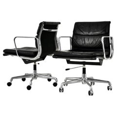 EA217 black Soft Pad Chairs by Charles & Ray Eames for Herman miller, 1970s, Set