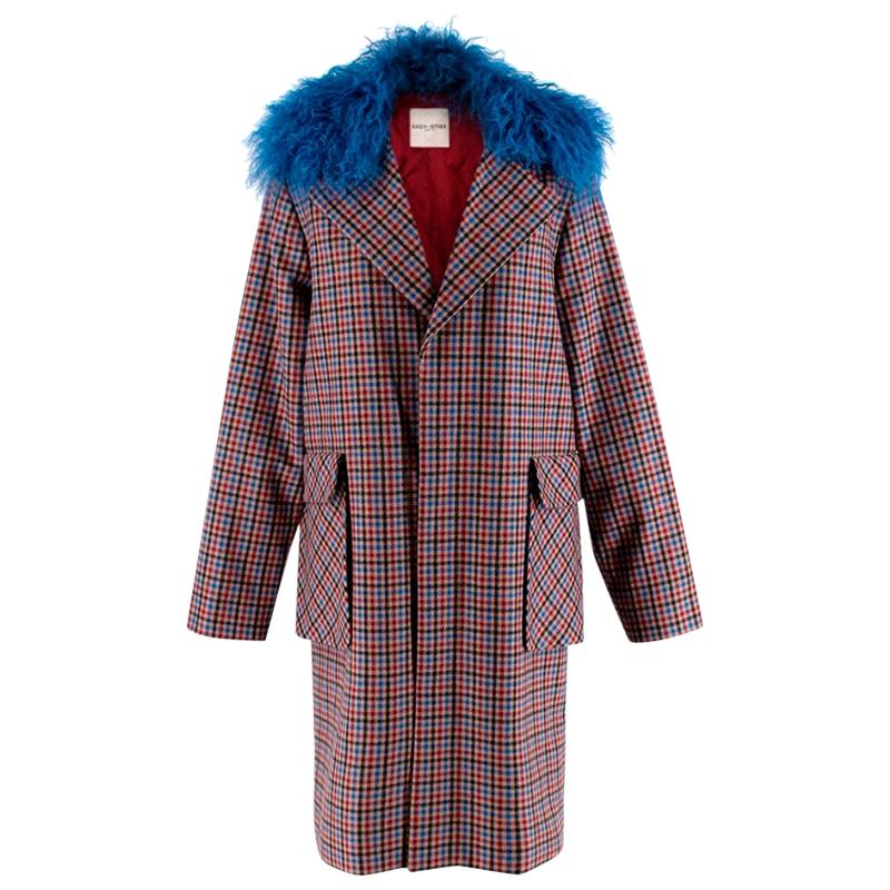 check coat fur collar