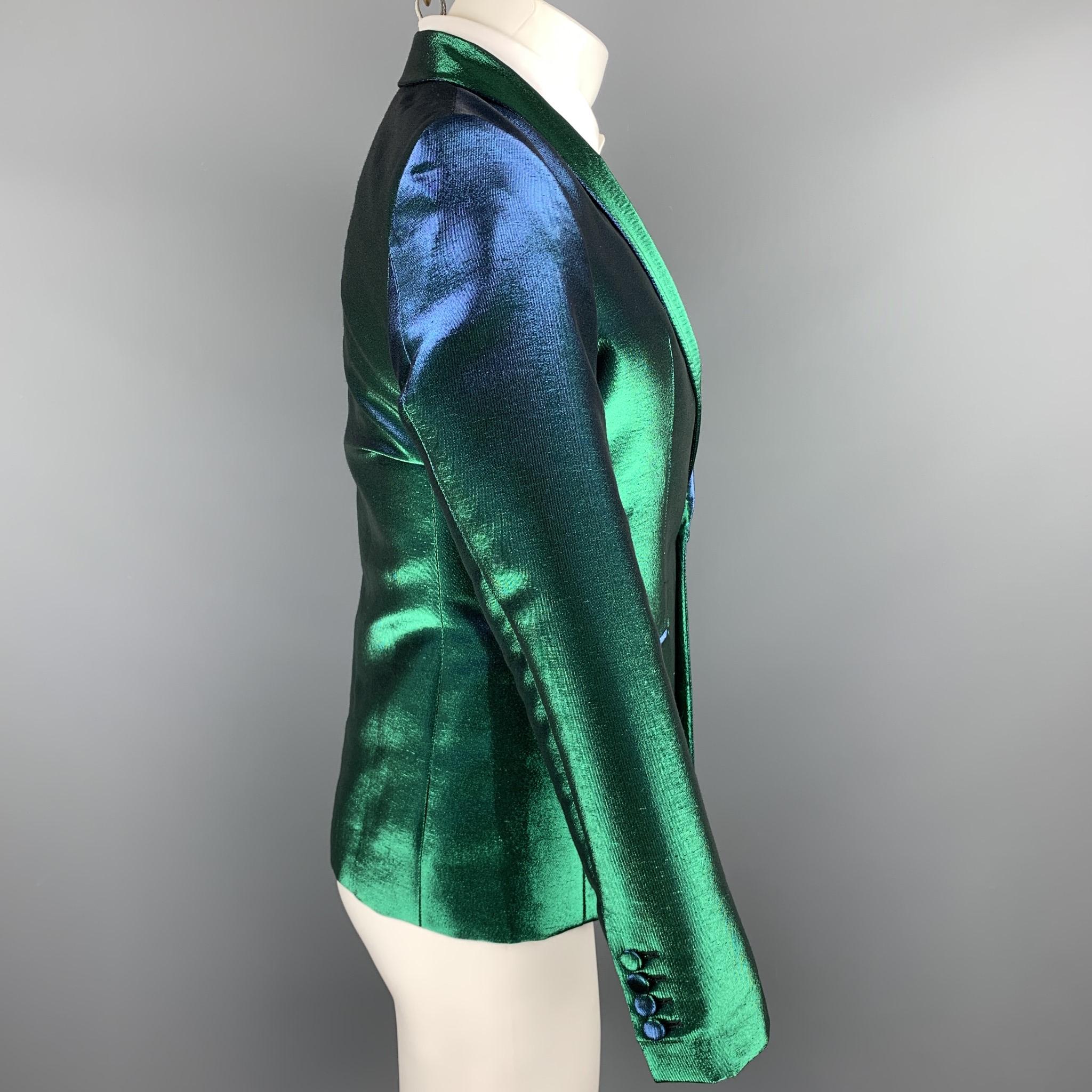 EACH X OTHER Size 36 Green Iridescent Polyester Blend Sport Coat In Excellent Condition In San Francisco, CA