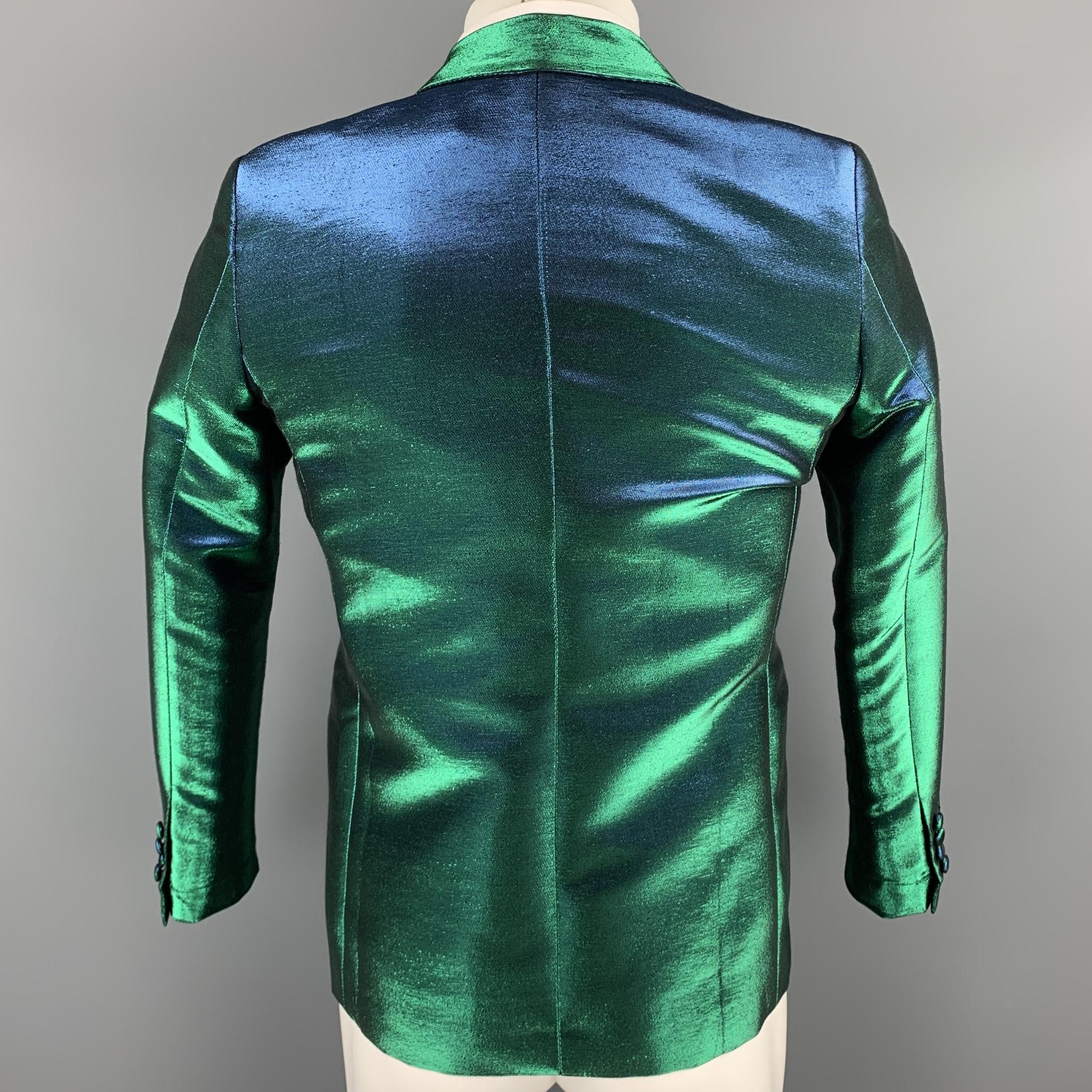 Men's EACH X OTHER Size 36 Green Iridescent Polyester Blend Sport Coat