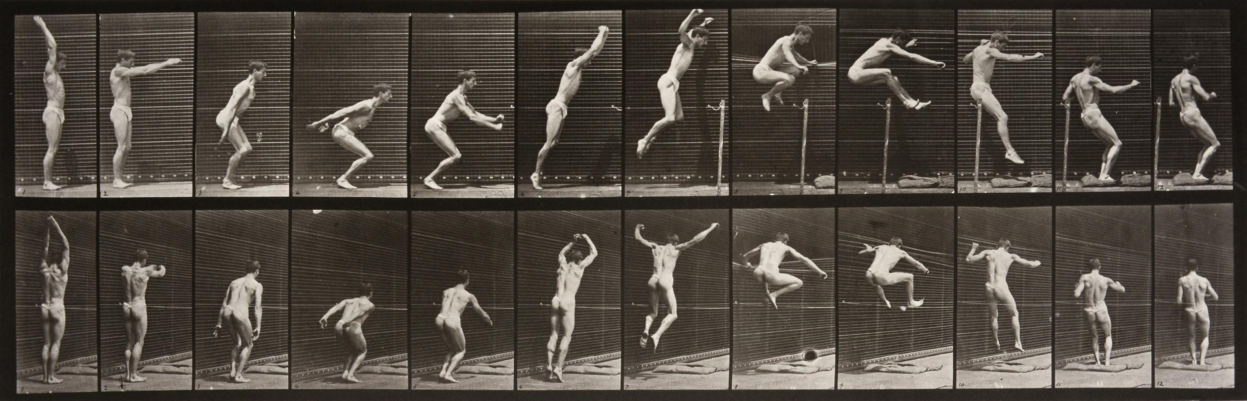 Animal Locomotion : Assiette 161 (Man Leaping), 1887 - Eadweard Muybridge