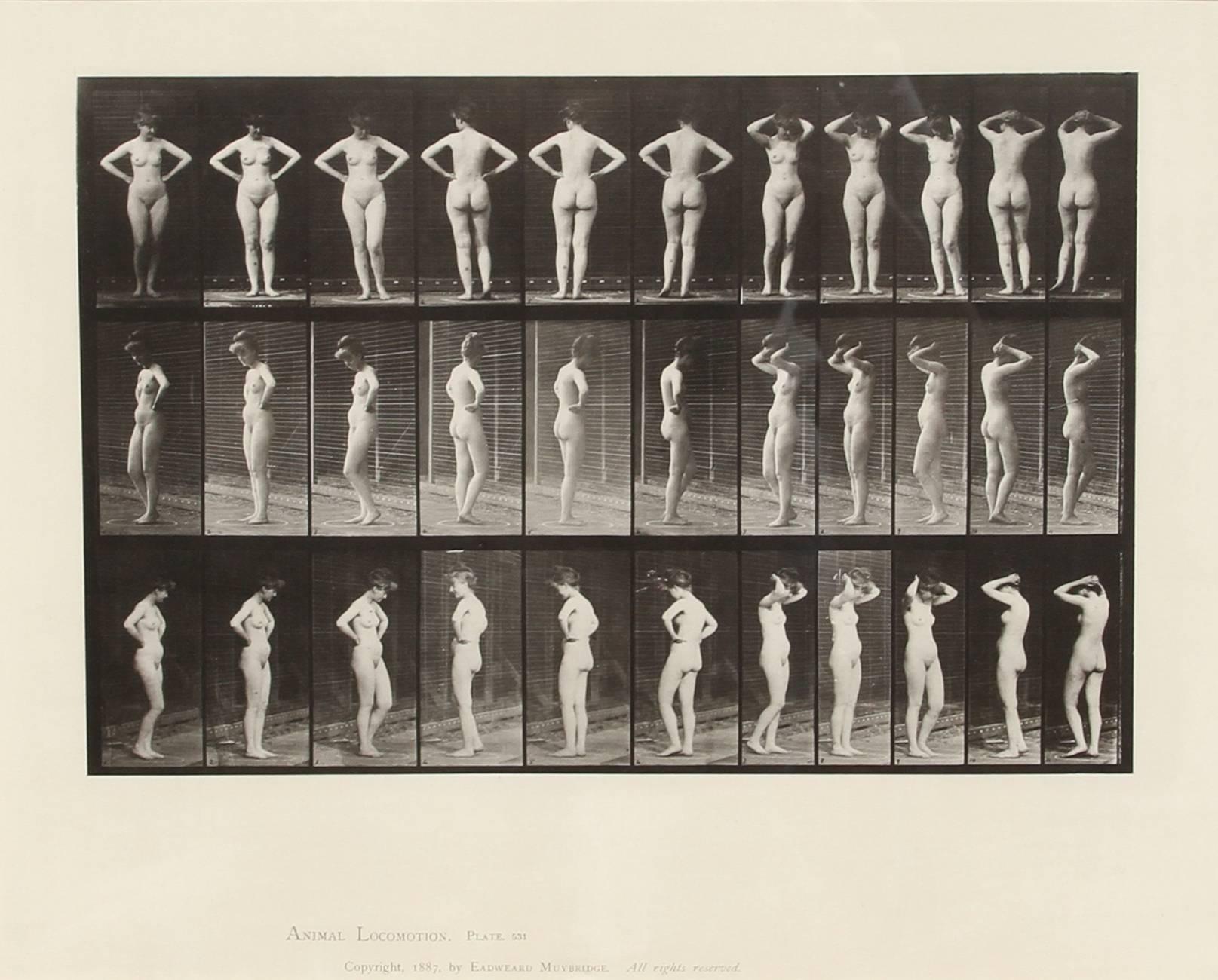 Animal Locomotion, Plate 531, Nude Collotype by Eadward Muybridge, 1887 - Photograph by Eadweard Muybridge