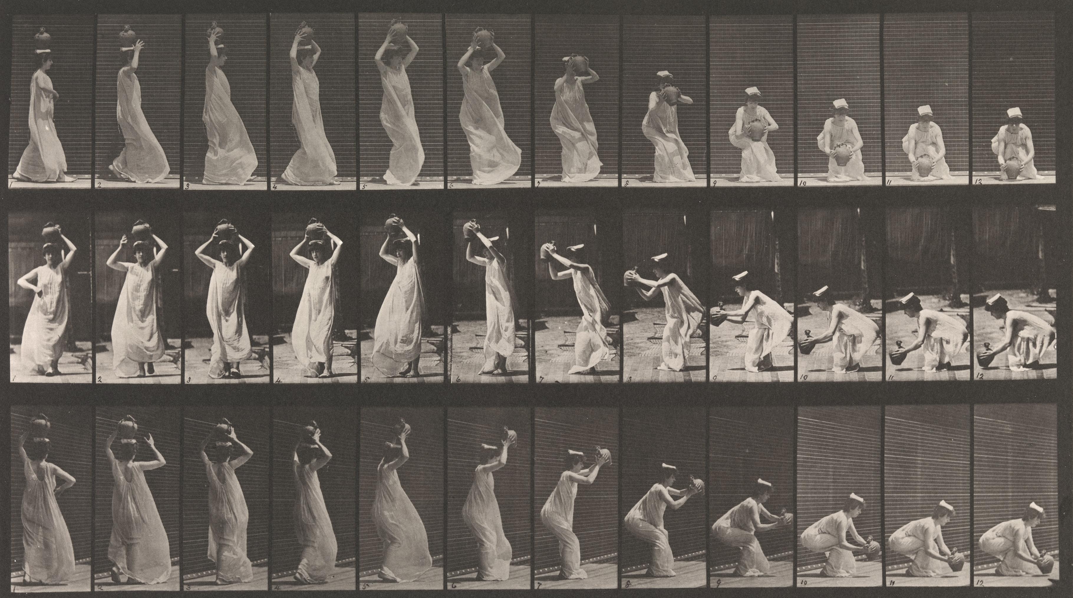 Eadweard Muybridge Figurative Photograph - Human and Animal Locomotion. Plate 206.