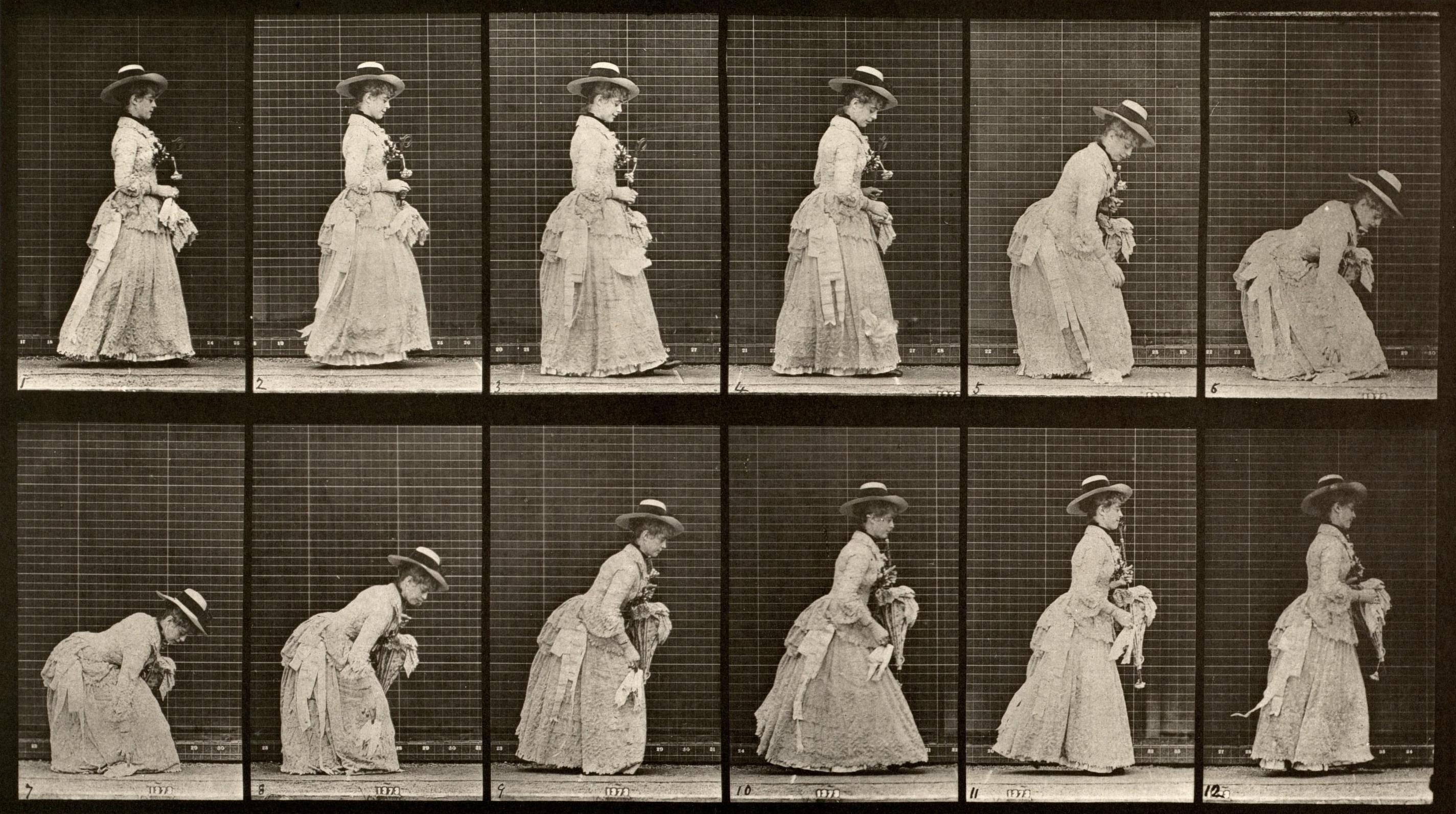 Eadweard Muybridge Figurative Photograph - Human and Animal Locomotion. Plate 211.