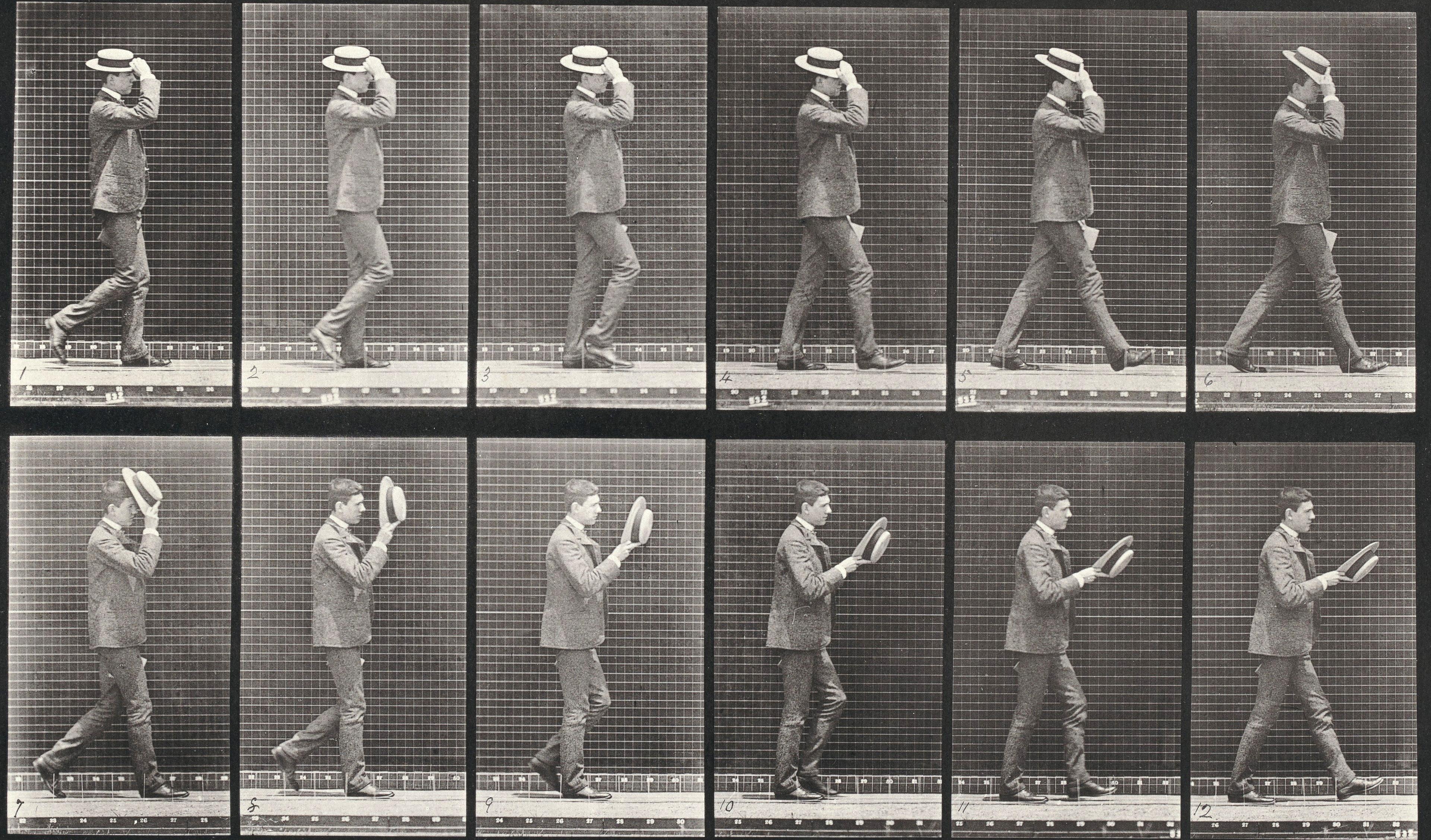 Eadweard Muybridge Figurative Photograph – Menschliche und tierische Fortbewegung. Tafel 44.