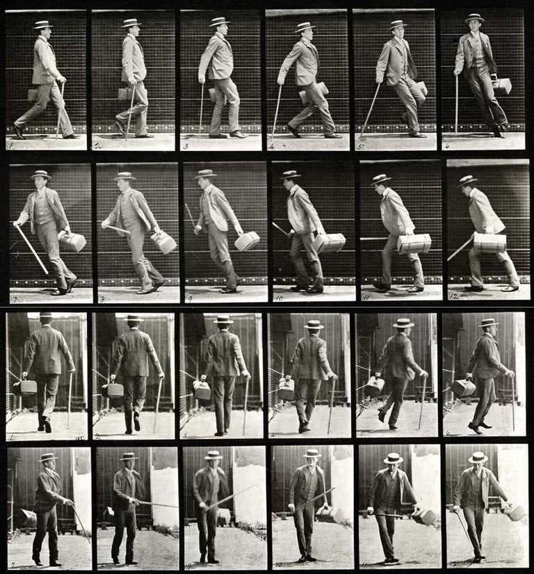 Eadweard Muybridge Black and White Photograph - Human and Animal Locomotion. Plate 49.  