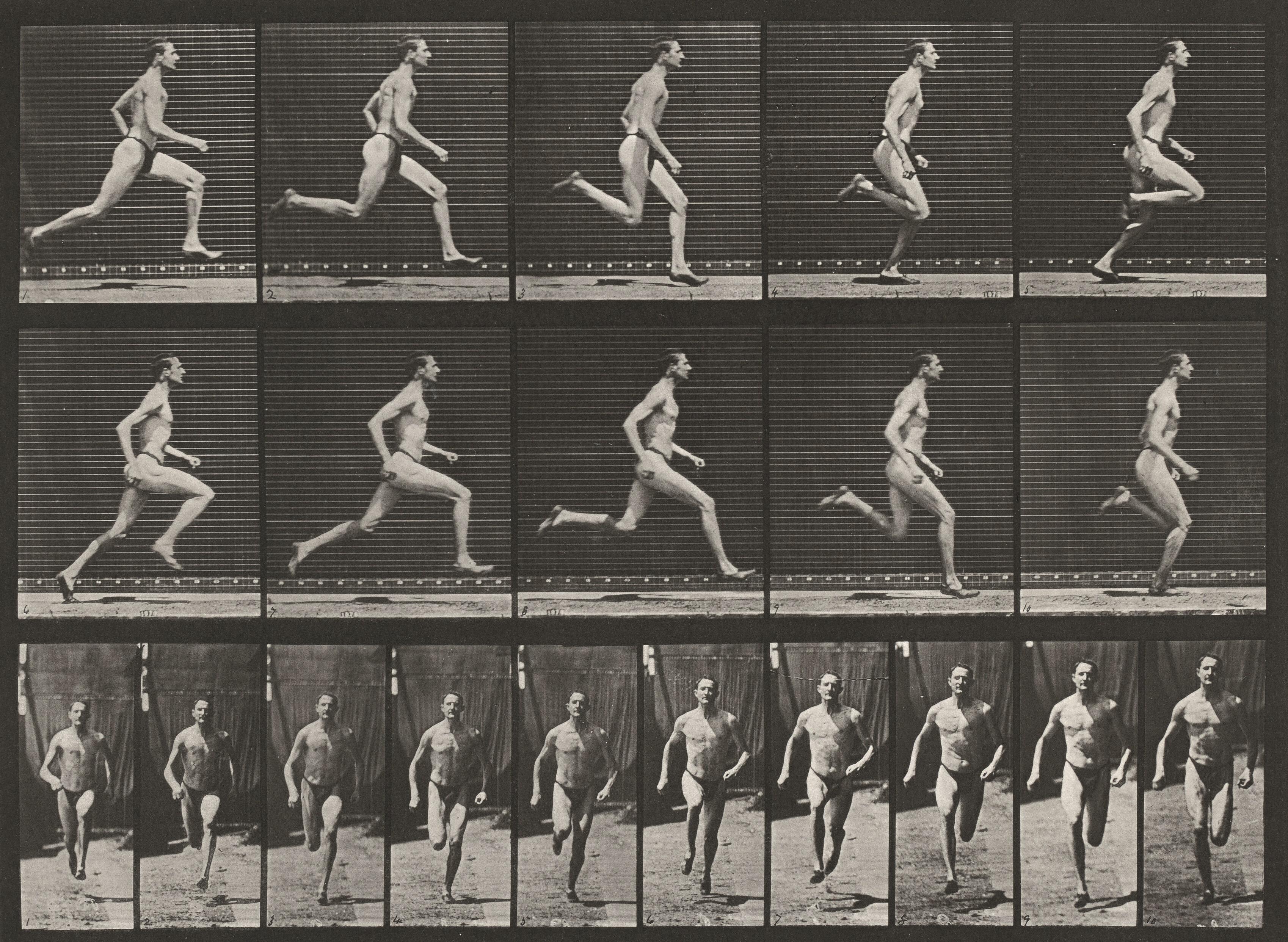 Eadweard Muybridge Figurative Photograph - Human and Animal Locomotion. Plate 60.