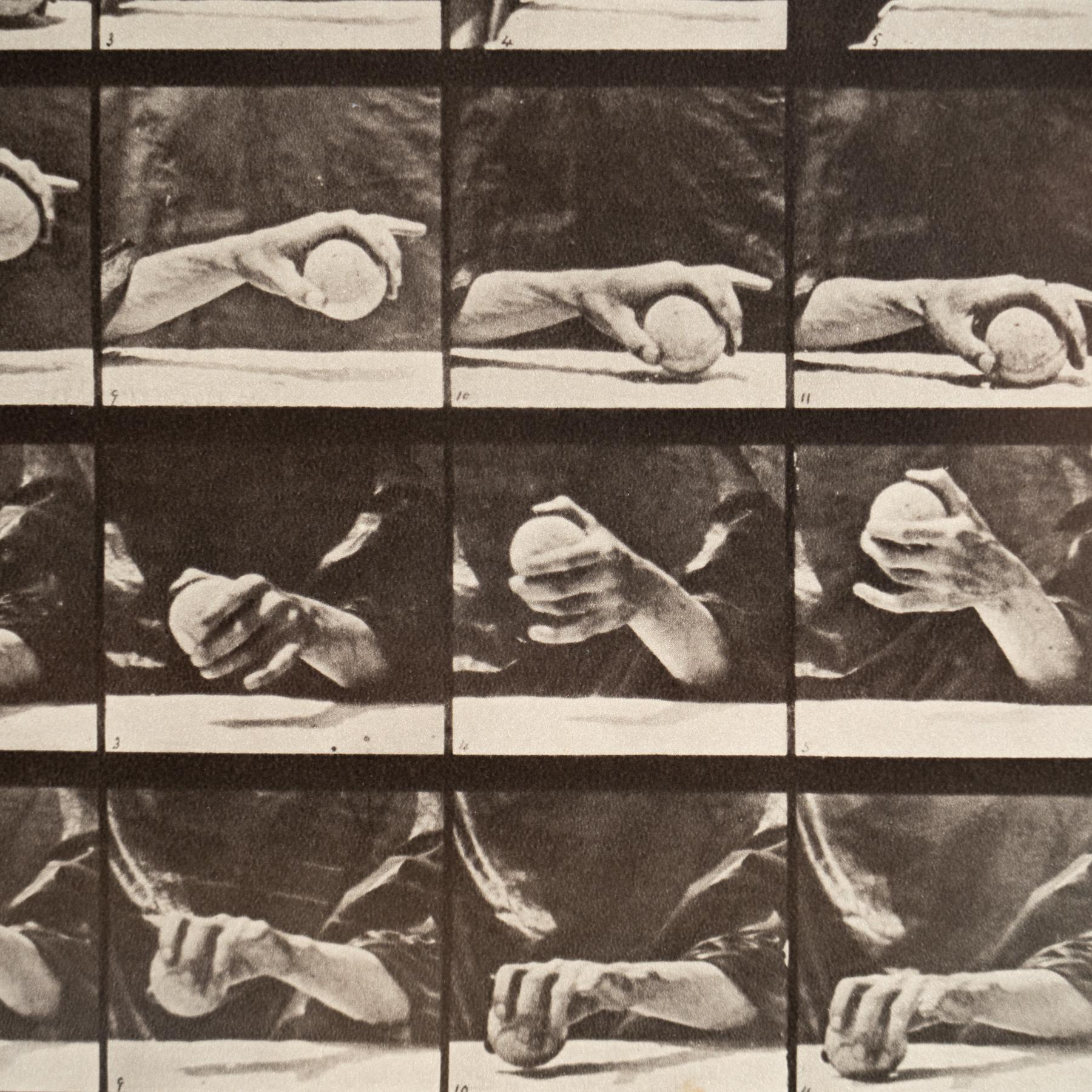 Late 20th Century Eadweard Muybridge Framed Black and White Photography -Hand with Ball Movement For Sale