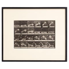 Eadweard Muybridge Gerahmte Schwarz-Weiß-Fotografie -Hand mit Ball-Bewegung