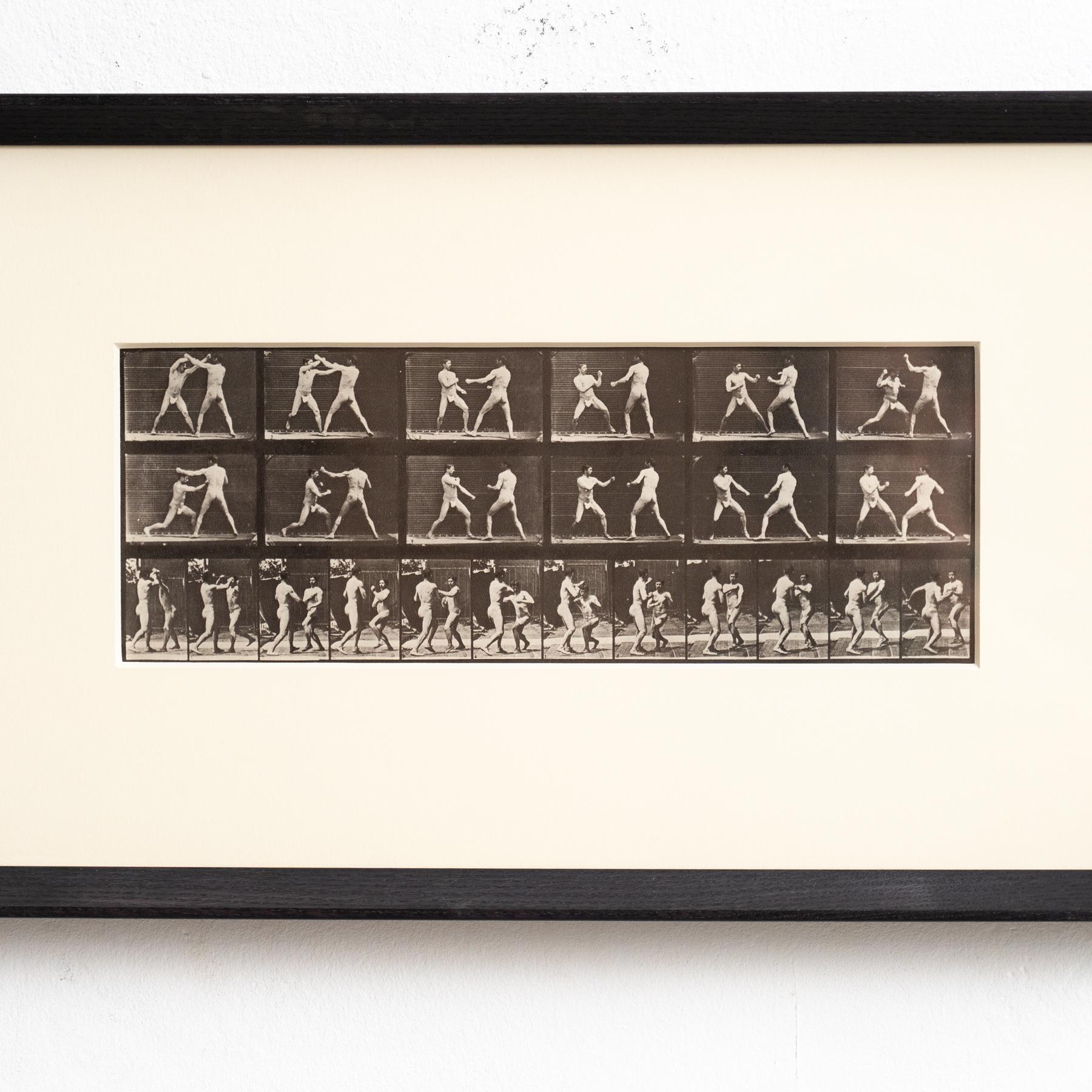 Eadweard Muybridge - Framed Photography, Two Men Fighting in Motion Study In Good Condition For Sale In Barcelona, Barcelona