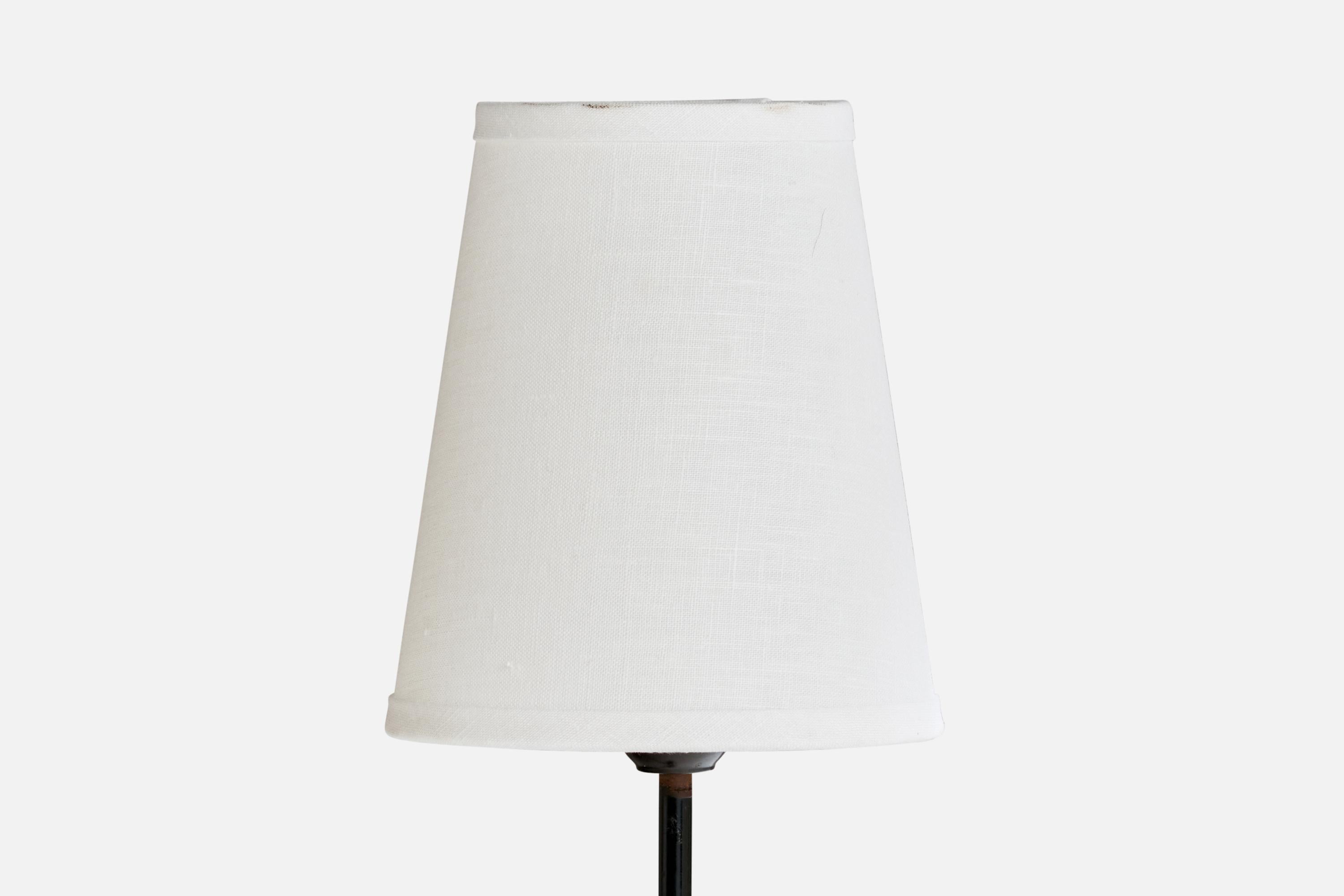 EAE, lampadaire, laiton, métal, tissu, rotin, Suède, années 1960 Bon état - En vente à High Point, NC