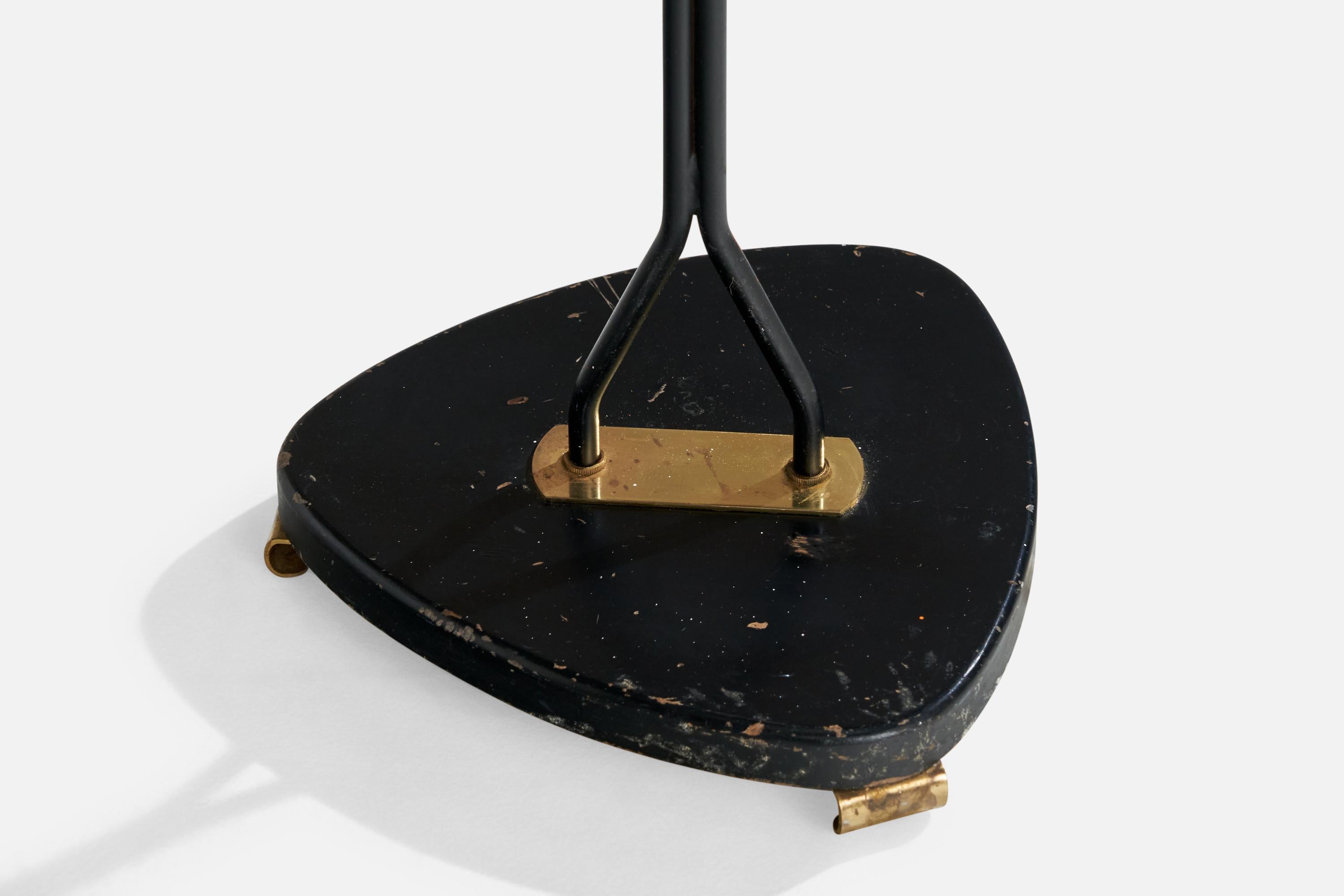 Métal EAE, lampadaire, laiton, métal, tissu, rotin, Suède, années 1960 en vente
